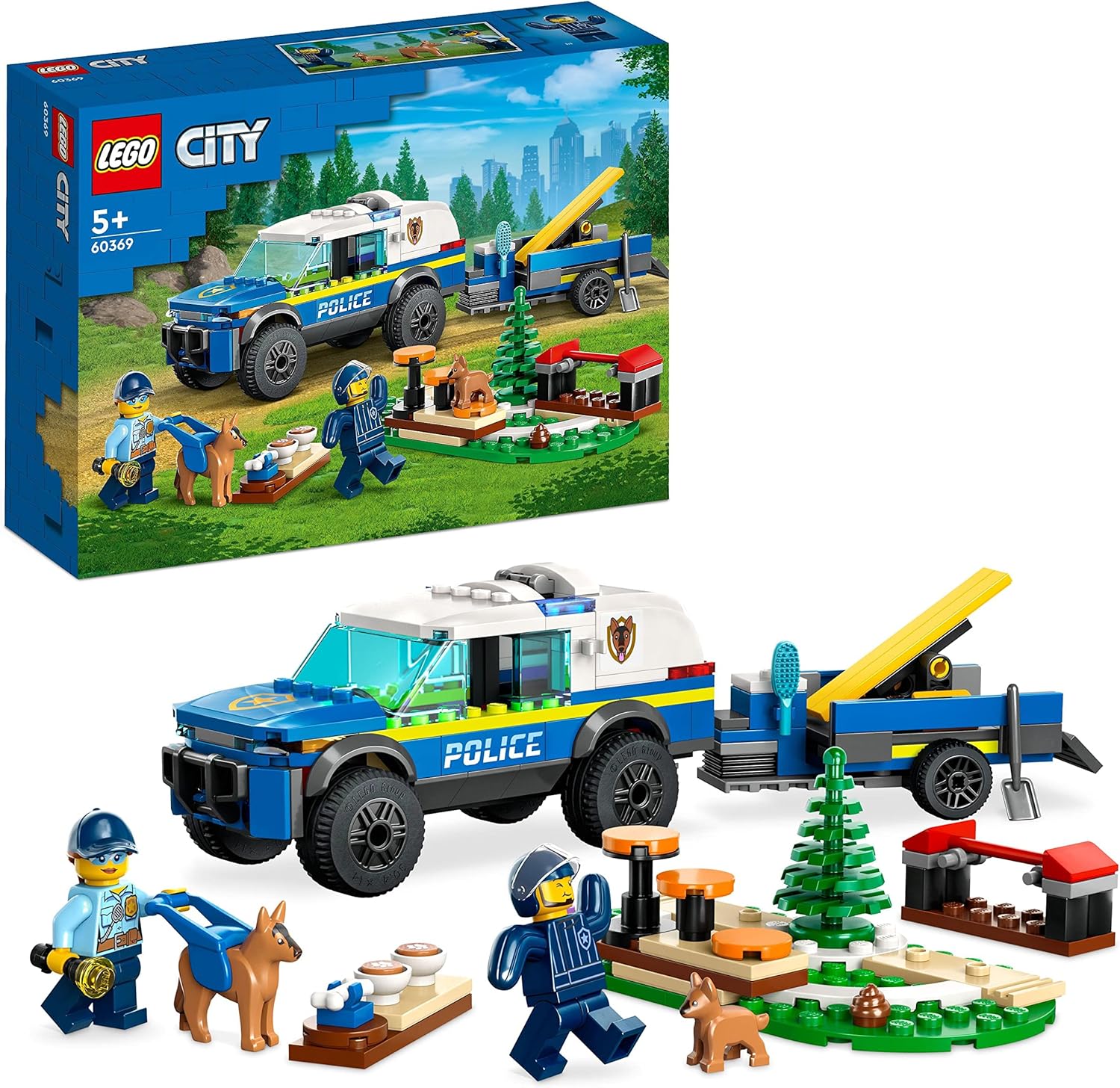 LEGO City Mobile Police Dog Training Set 60369 - SUV Toy with Trailer & Puppy Figures for Kids 5+