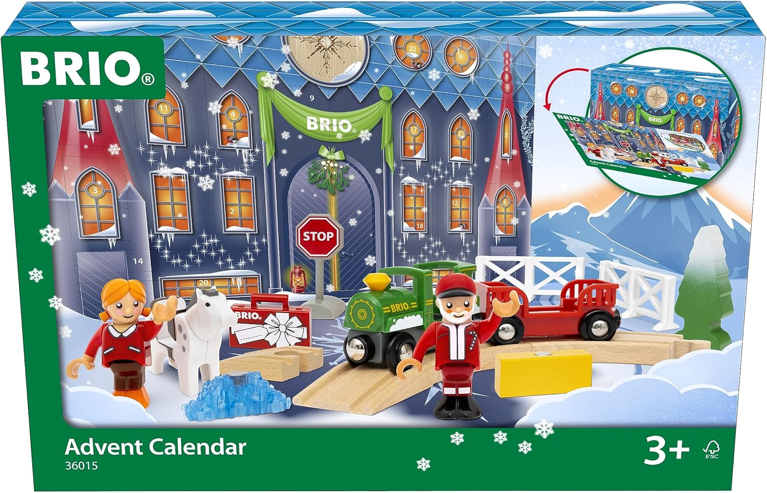 BRIO World 2023 Christmas Advent Calendar - Wooden Train Playset for Kids 3+ 4