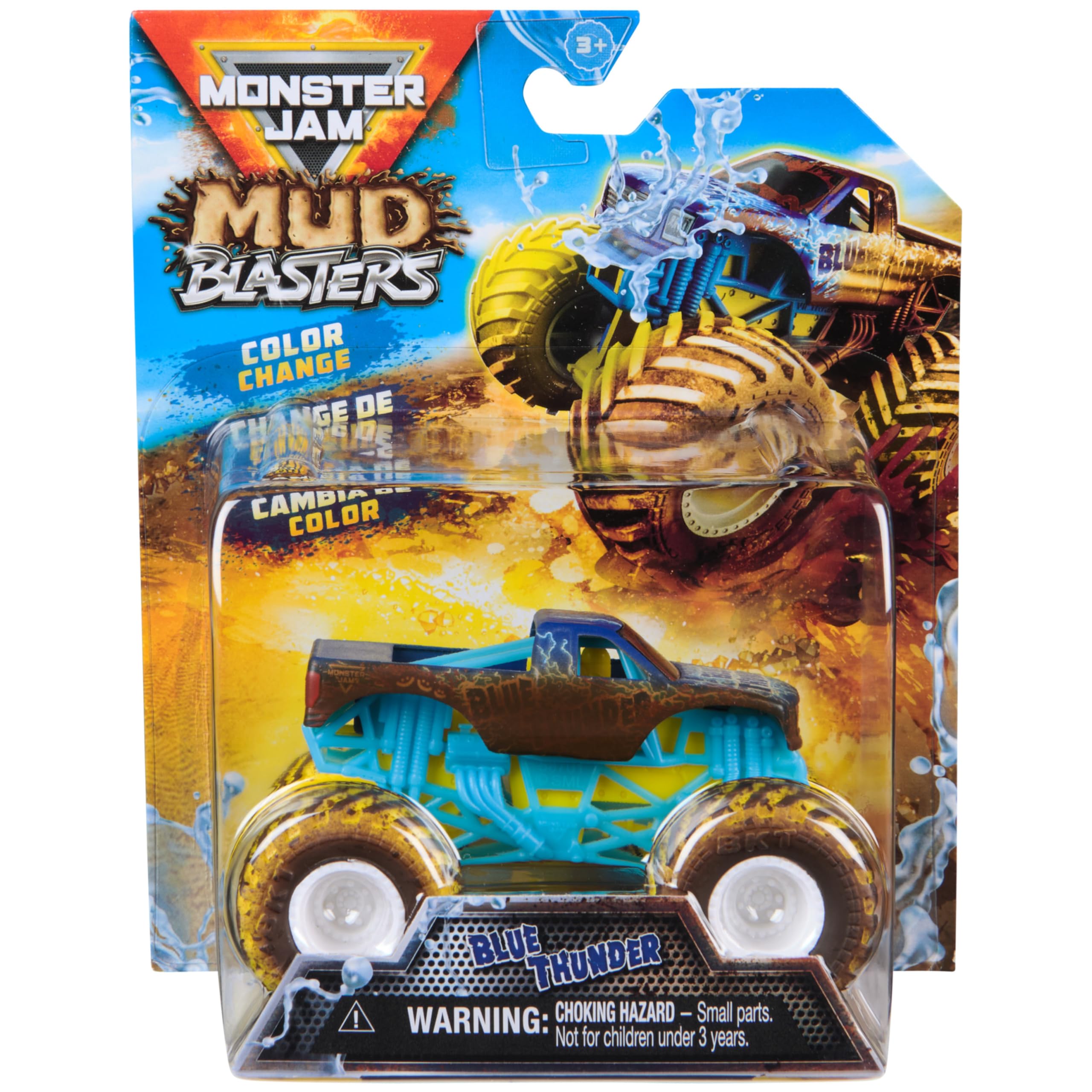 Monster Jam Mud Blasters Blue Thunder Colour Change Truck - 1:64 Die-Cast Vehicle for Kids