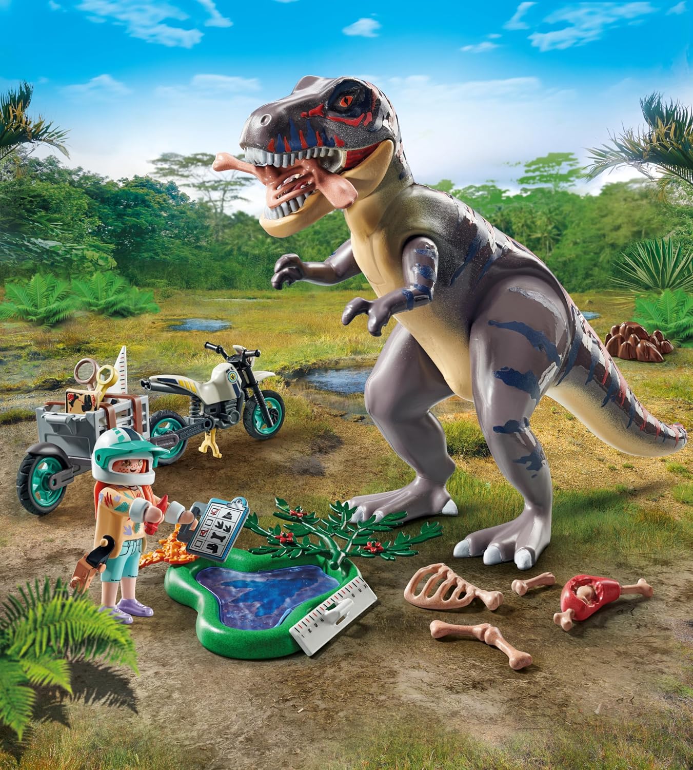 Playmobil 71524 Dinos: T-Rex Trace Path - Exciting Dinosaur Expedition Playset for Kids 4+ 6