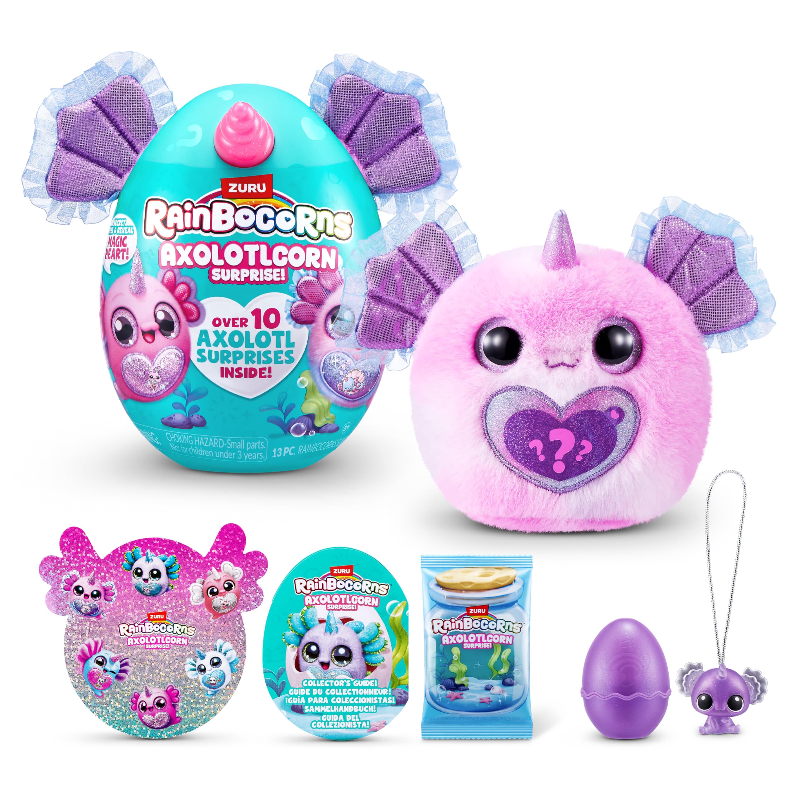 Rainbocorns Axolotlcorn Surprise by ZURU - Collectible Plush Toy with 10 Surprises, Ages 3+