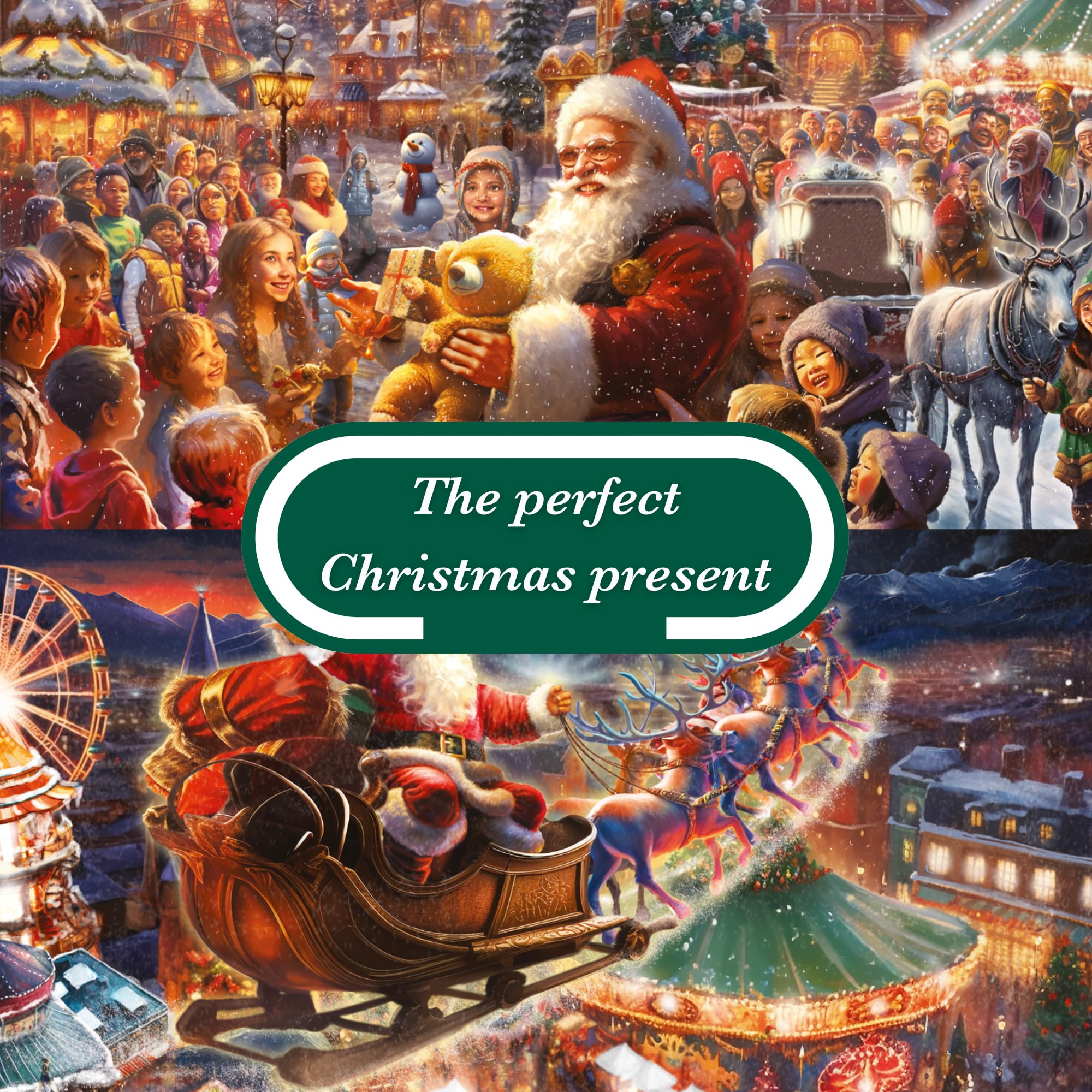 Falcon Christmas Wonderland - 2 x 1000 Piece Jigsaw Puzzle for Adults - Illustrated by Michele Farella 8