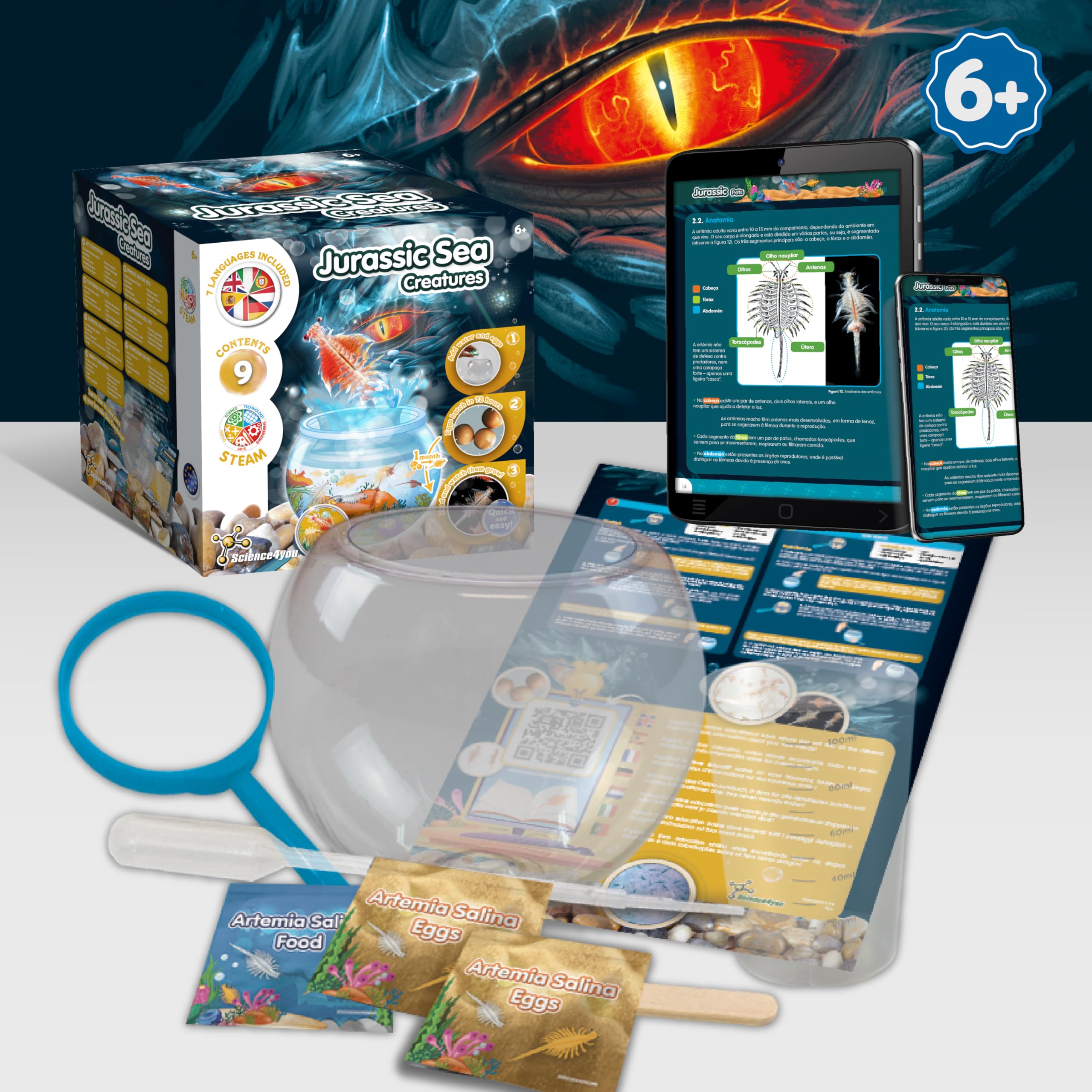 Science4you Jurassic Sea Creatures - Create an Artemia Ecosystem for Kids 6+ 7