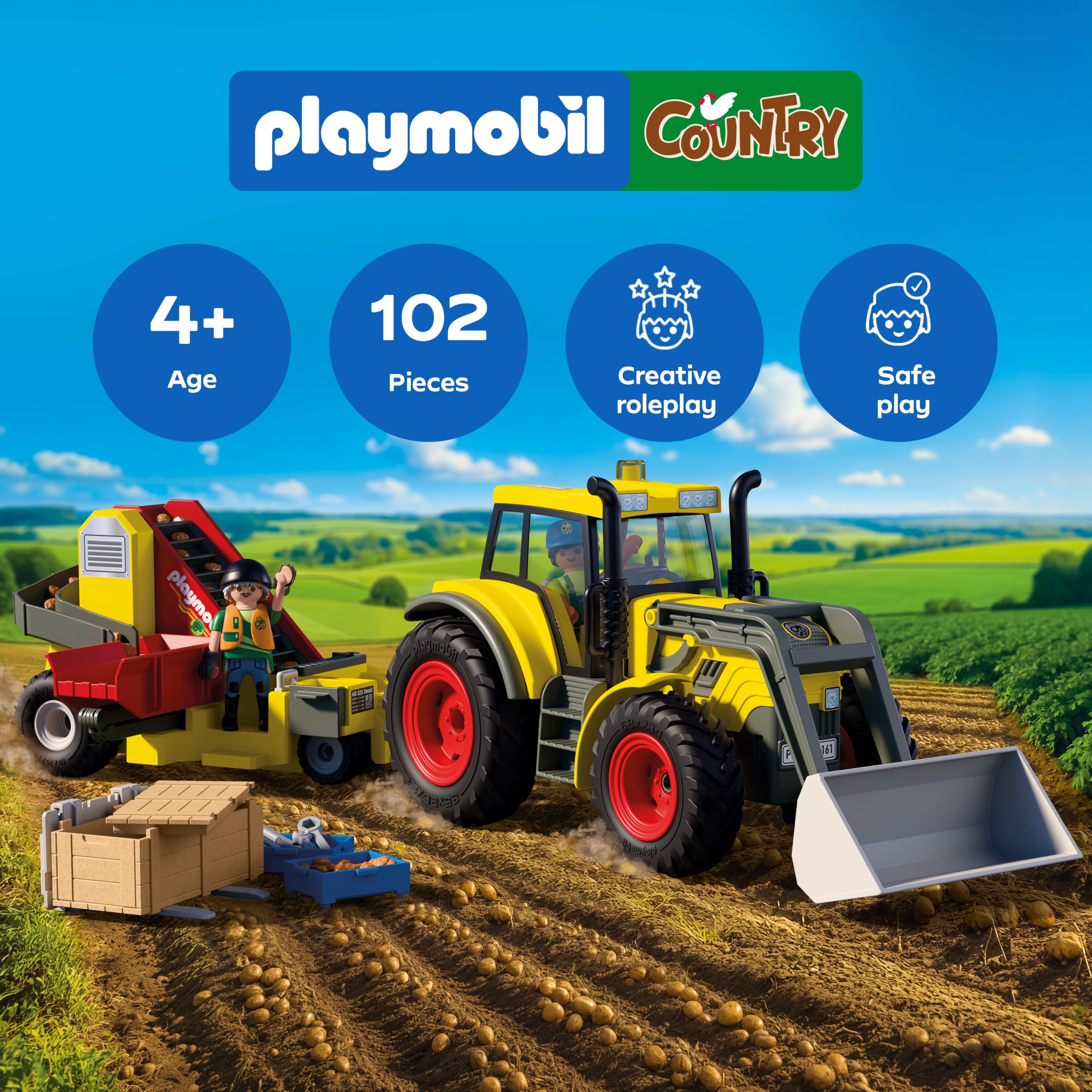 Playmobil Large Tractor with Potato Harvester - Ages 4+ | Plastic | 72161 2