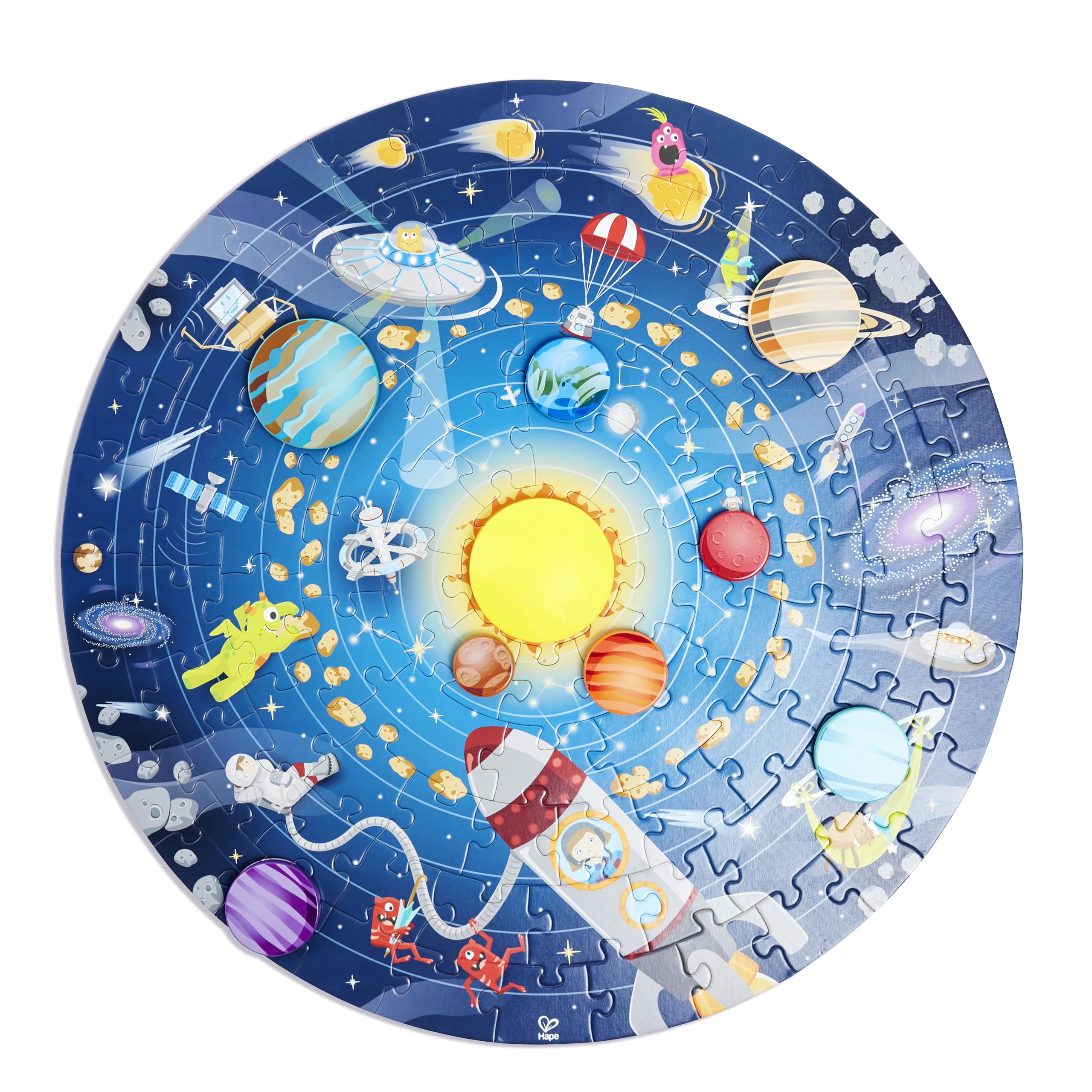 Hape Solar System Puzzle with LED Sun and 3D Spinning Planets