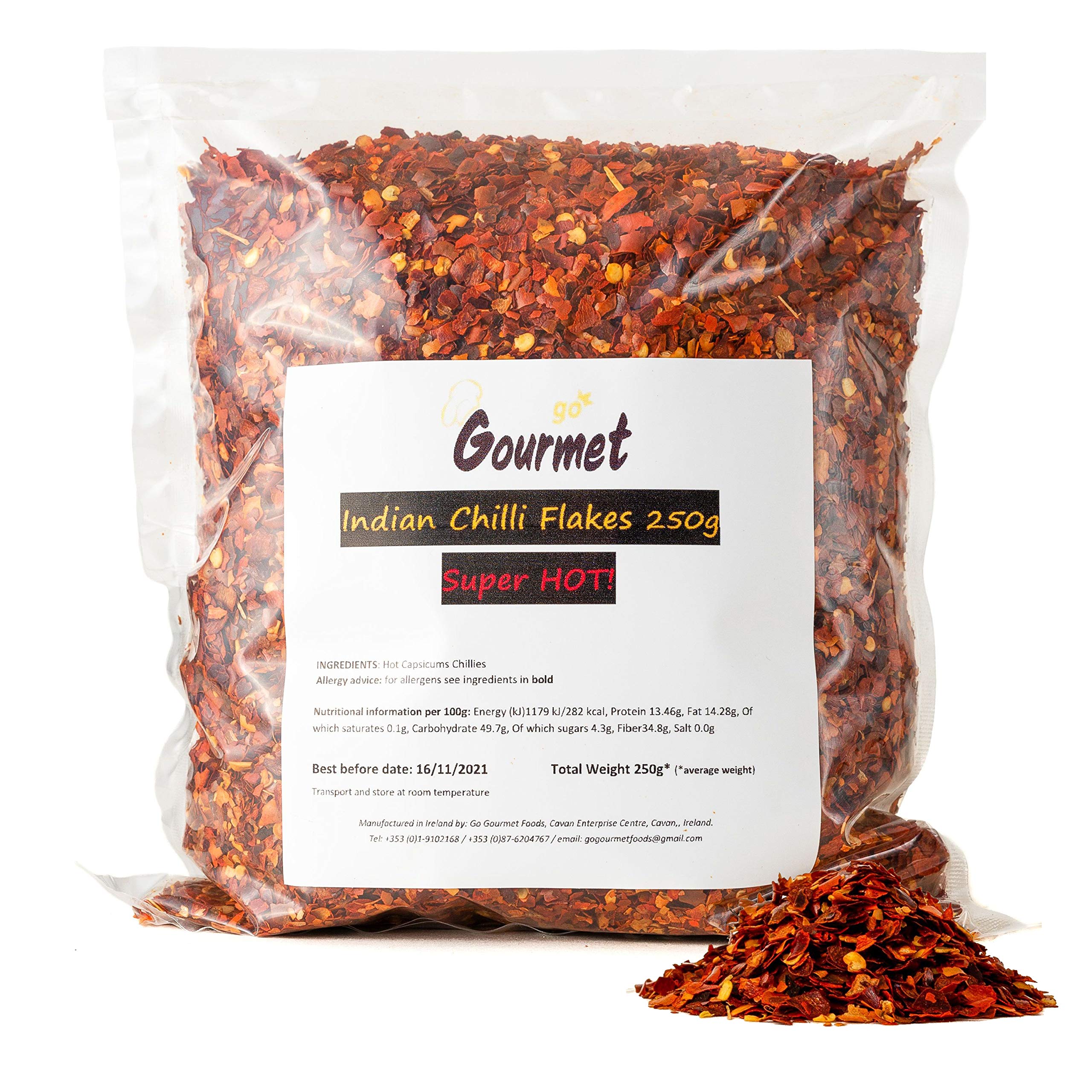 Go Gourmet Indian Chilli Flakes - Dried Crushed Chillies for Spicy Flavour | 250g