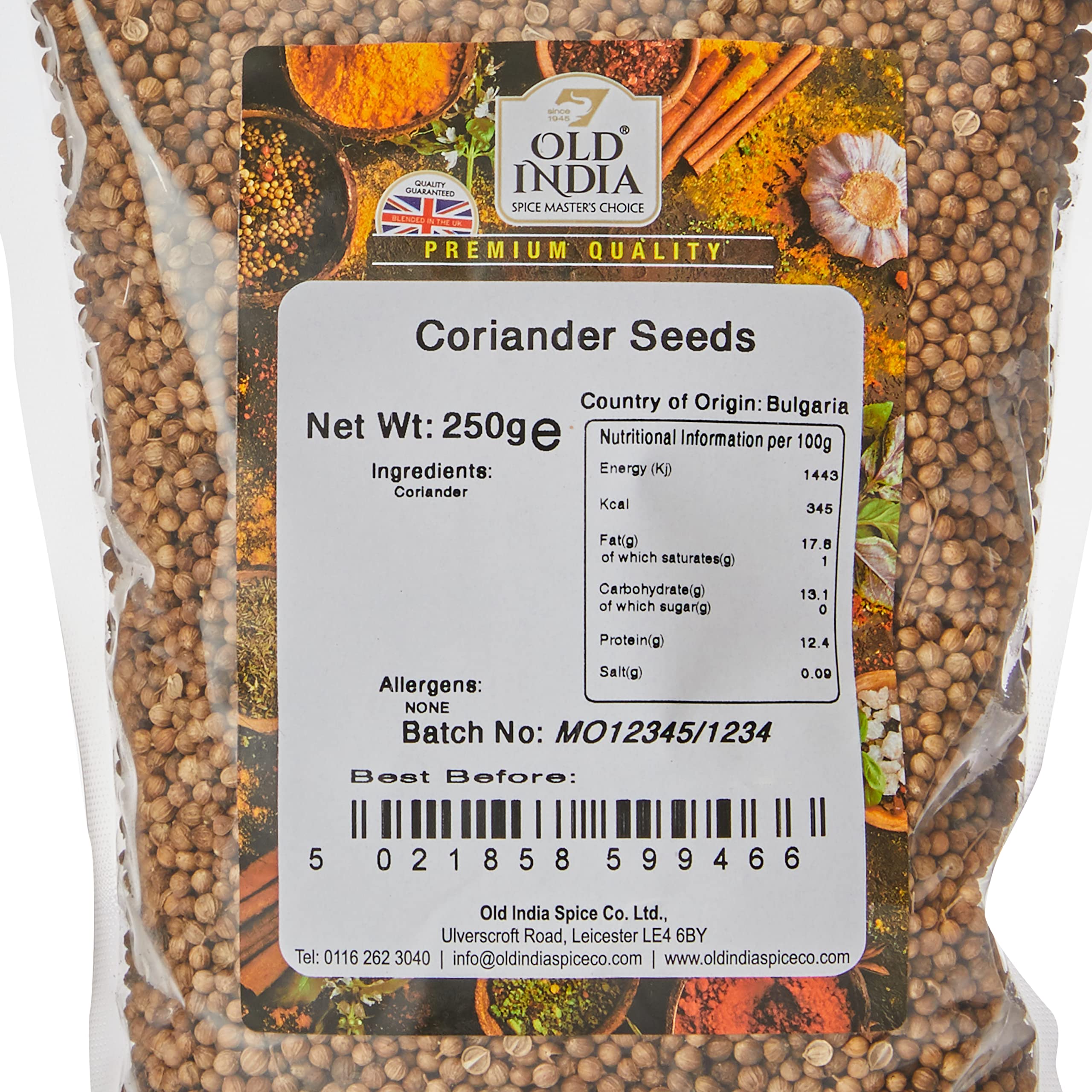 Old India Coriander Seeds - 100% Natural Whole Spice | 250g Pack