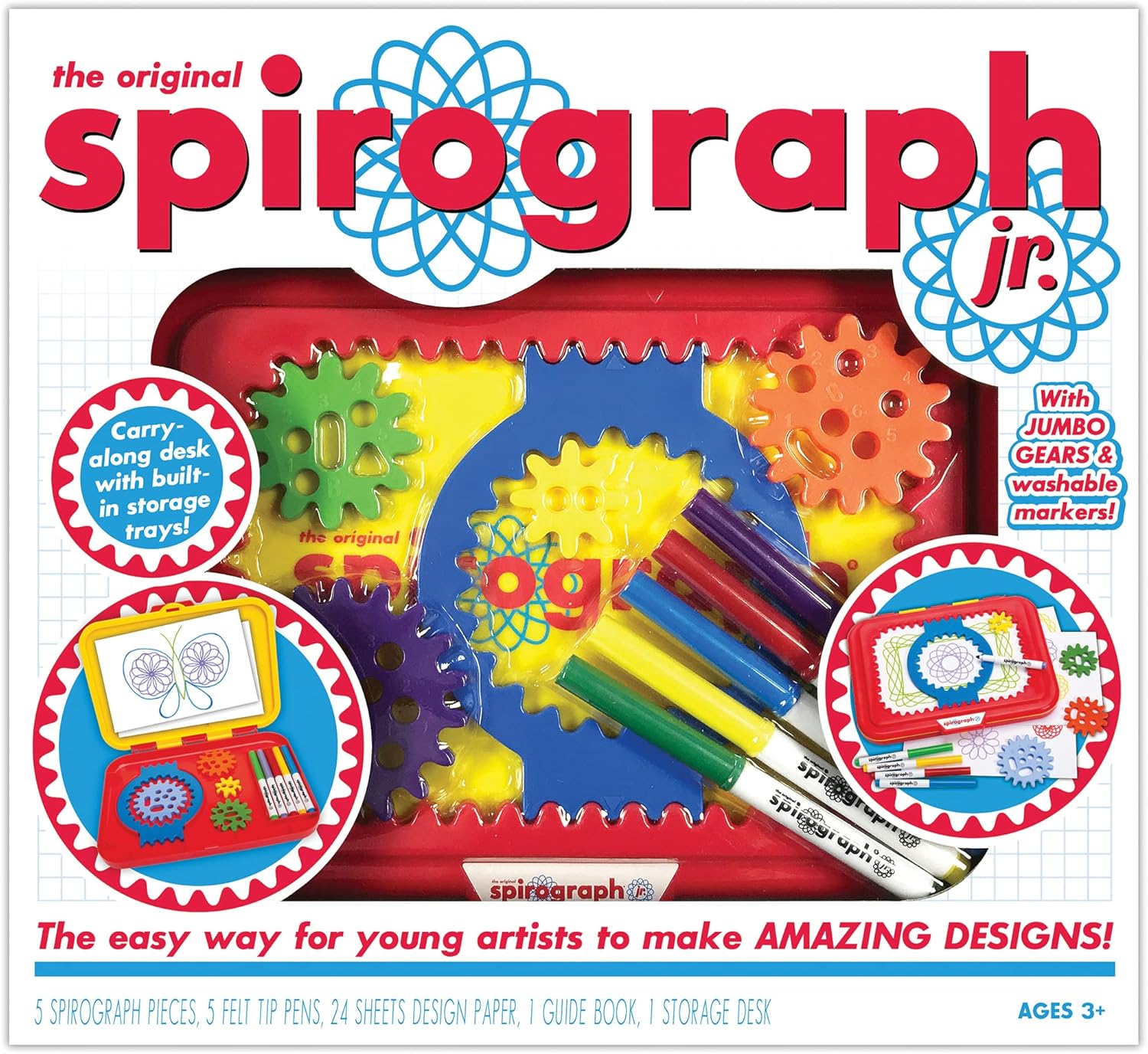 Spirograph Junior Design Set - Jumbo Gears & Washable Markers for Kids 3+