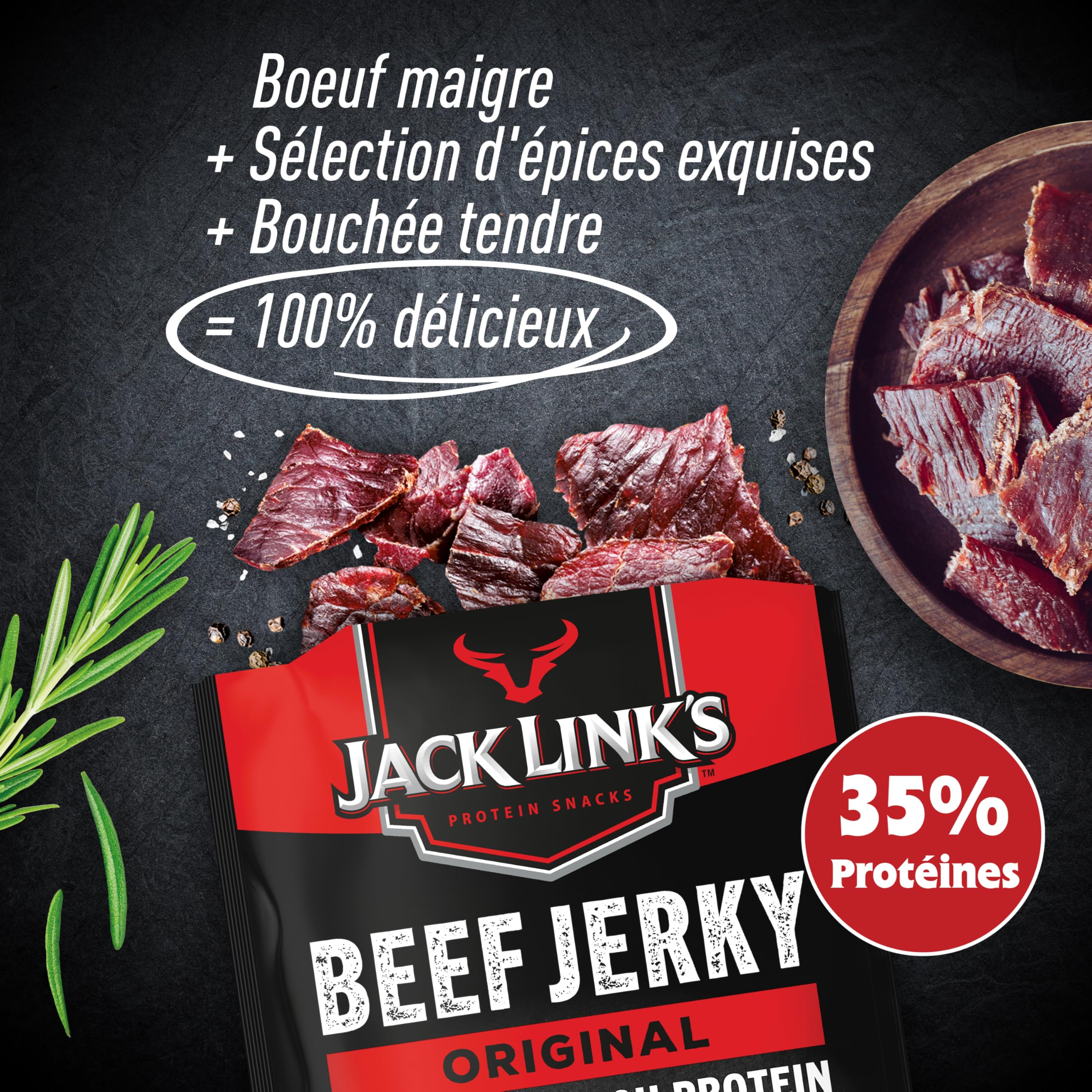 Jack Link's Beef Jerky Original, Box of 12 x 40 g, High Protein Dried Meat Snack 7
