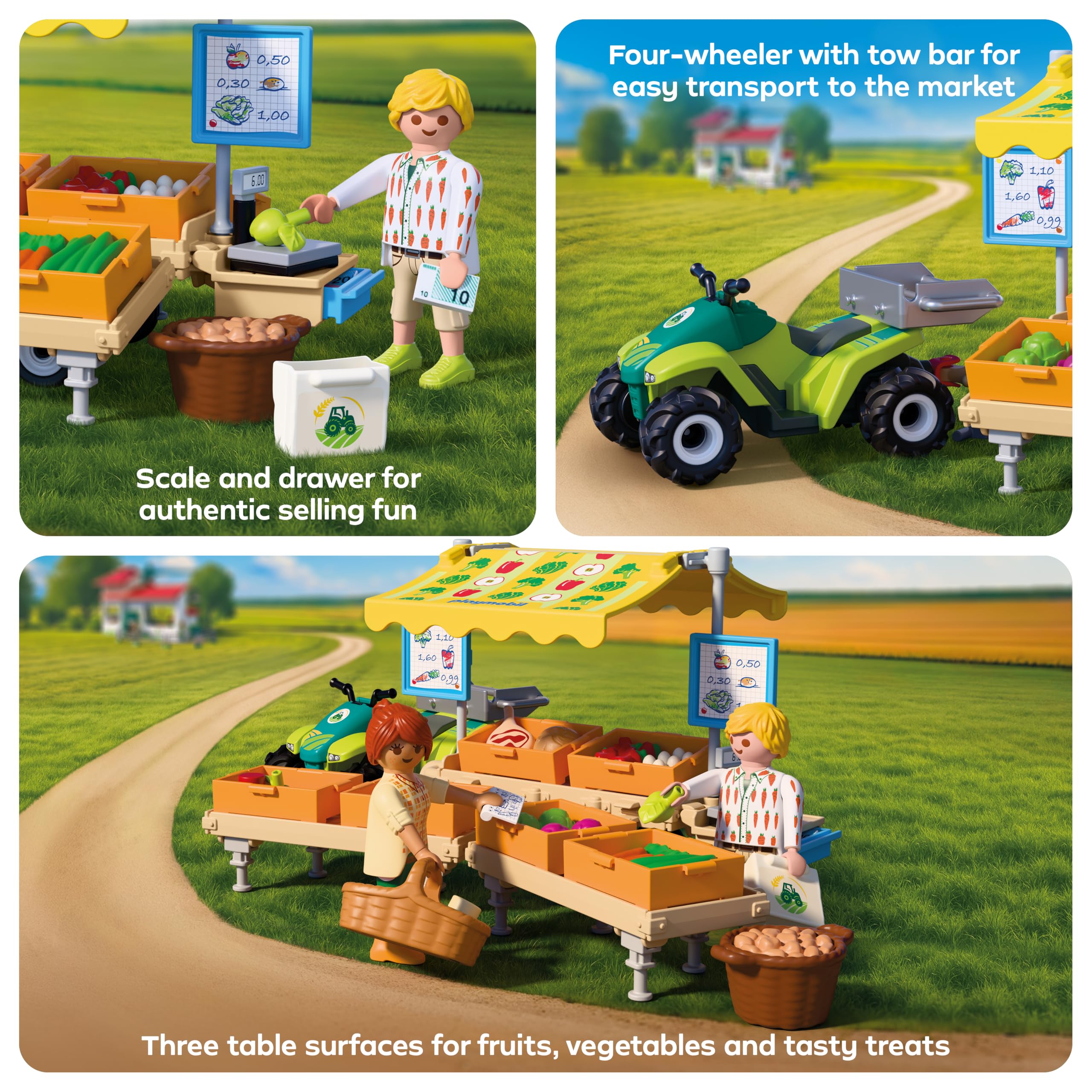 Playmobil Country Farm Stand Mobile Market Stand with Quad Playset (Ages 4+) 4