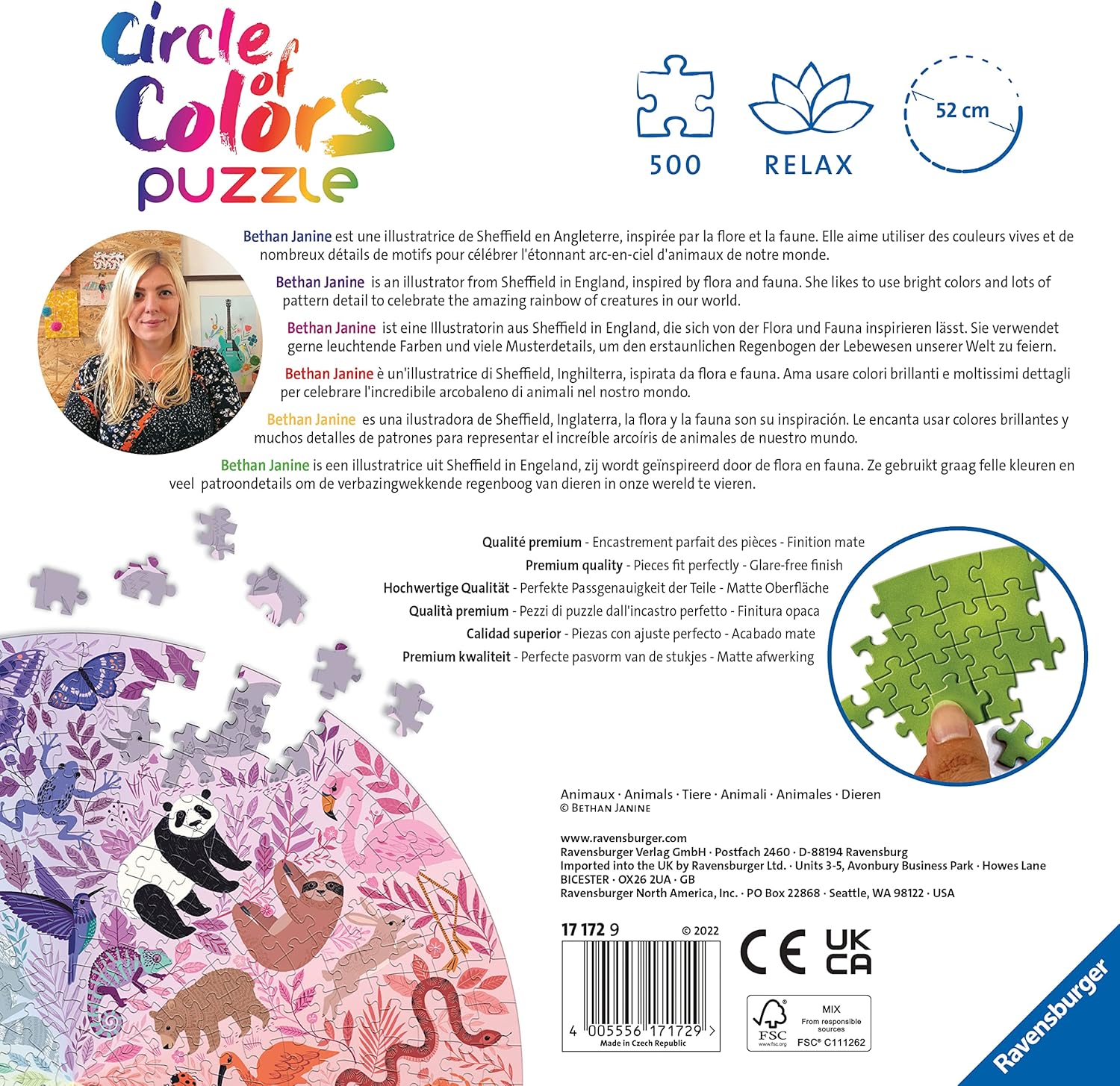 Ravensburger Circle of Colours - Animals 500 Piece Jigsaw Puzzle 10