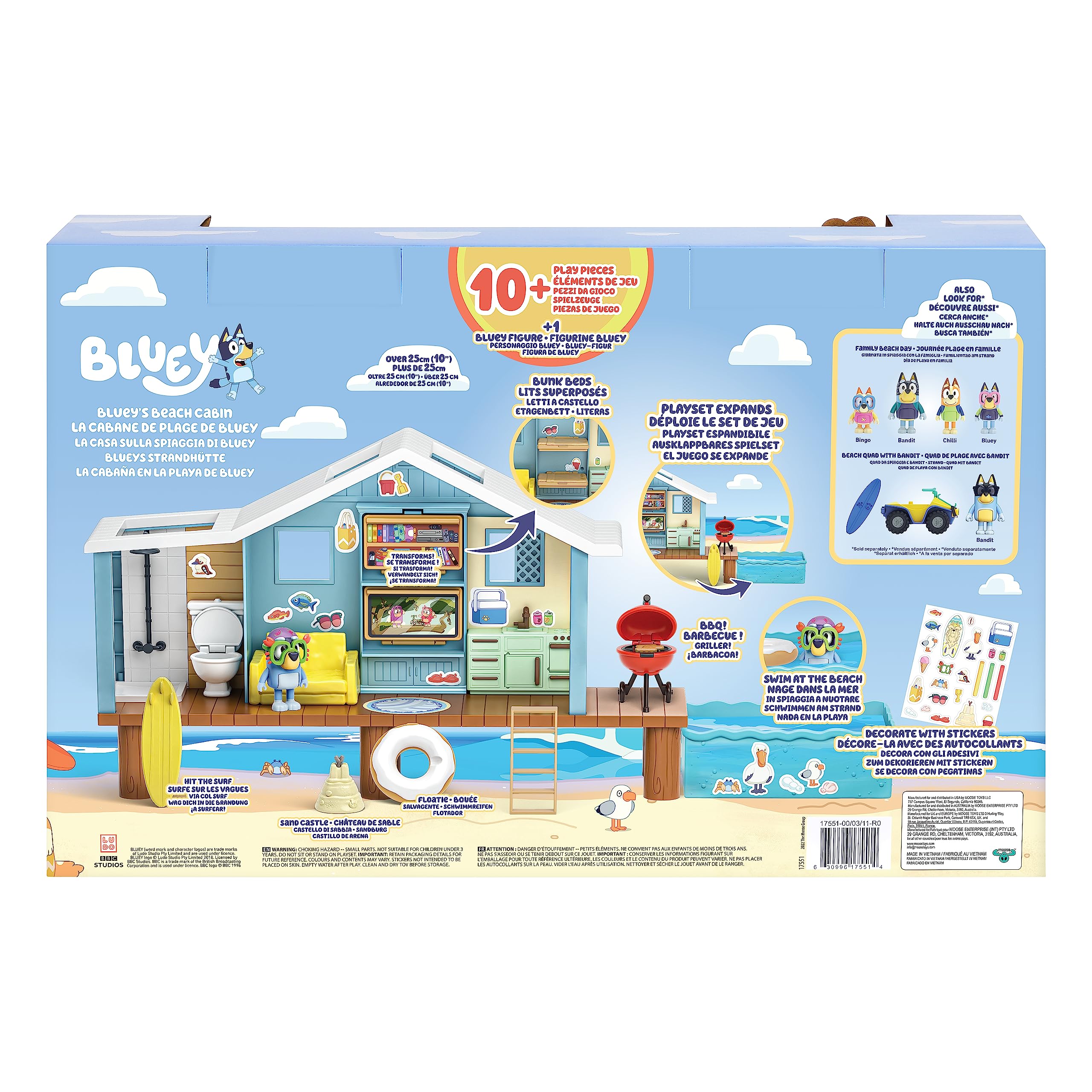 Bluey Beach Cabin Playset - 10+ Piece Playset with Exclusive Figure & Sticker Sheet 17