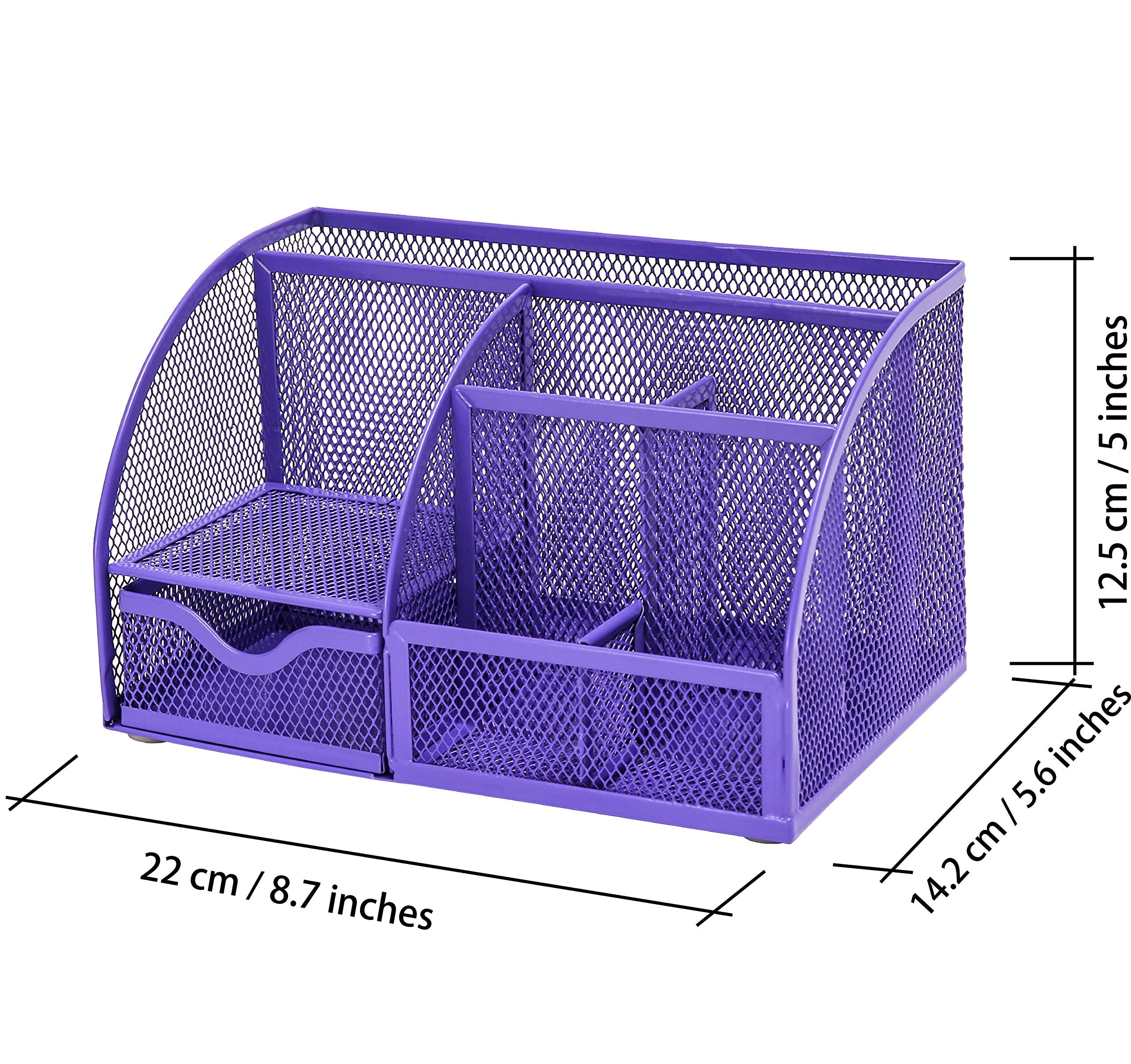 EXERZ Mesh Desk Organiser - 7 Compartments, Powder Coated Iron, Scratchproof | 22cm L 2