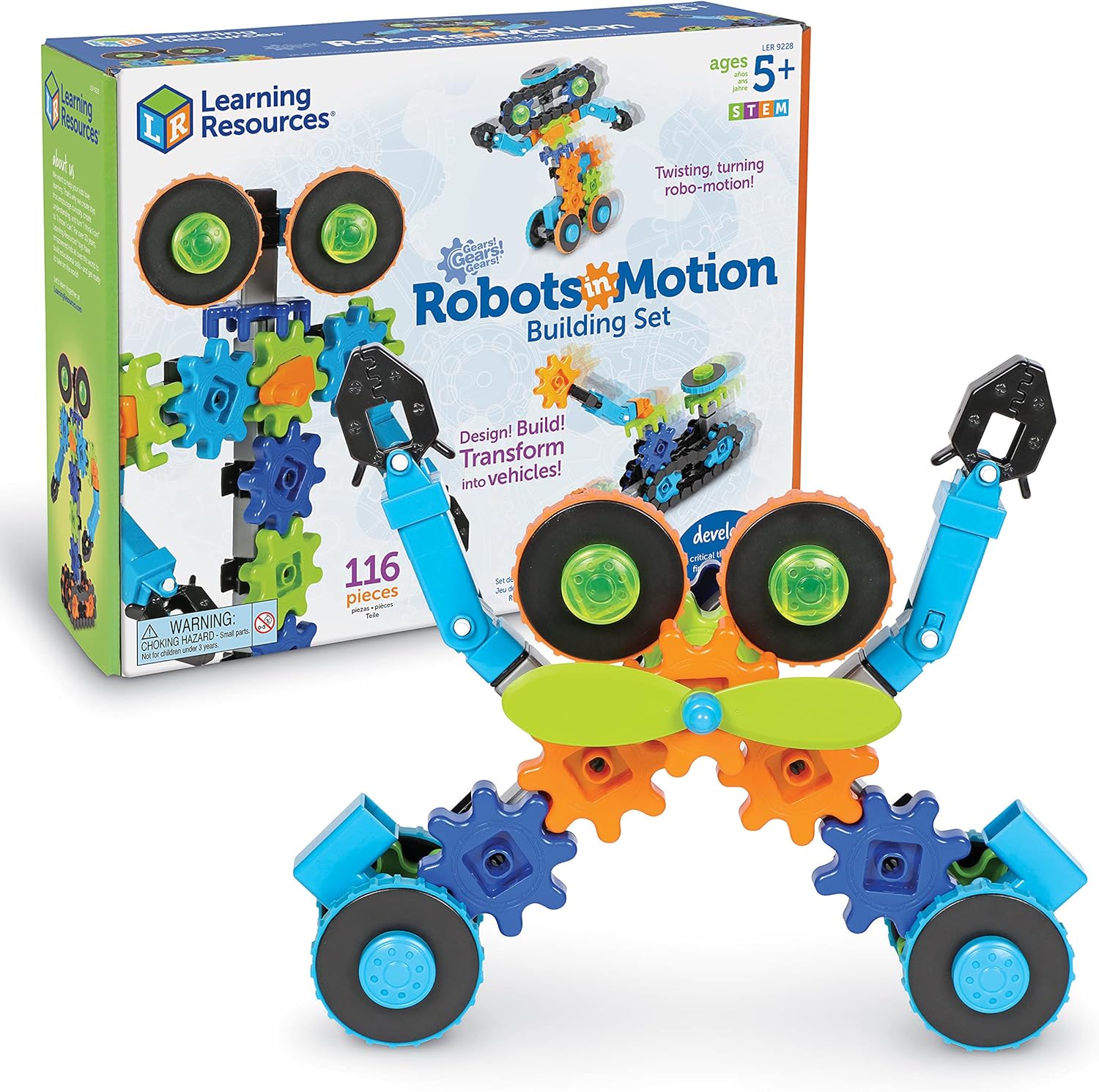 Learning Resources Gears! Gears! Gears! Robots in Motion - STEM Building Set for Kids Ages 5+