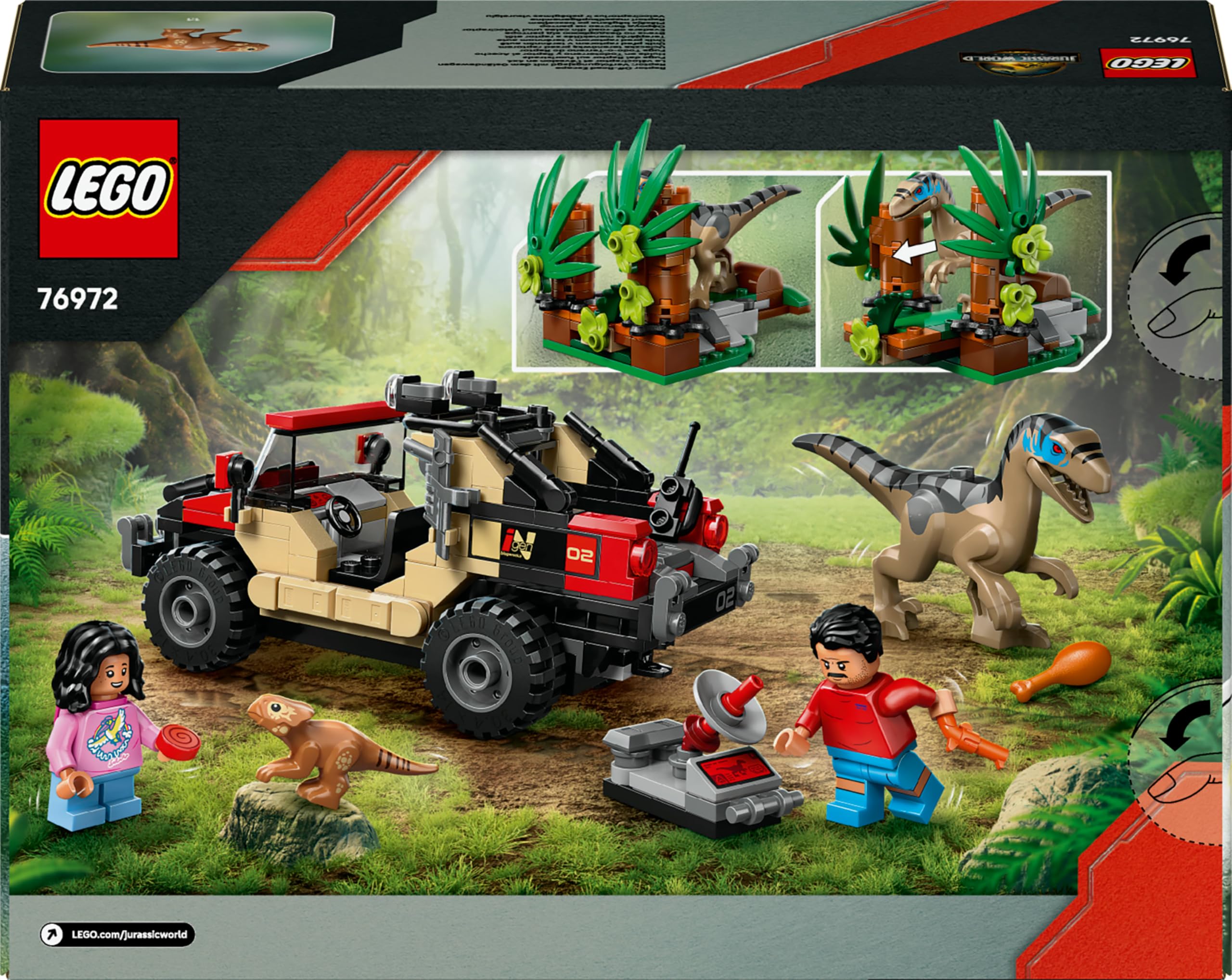 LEGO Jurassic World Raptor Off-Road Escape 76972 Building Toy Set | Ages 6+ 12