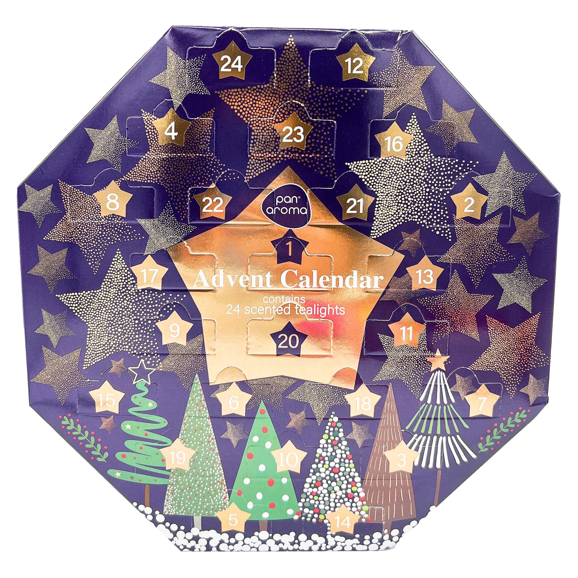 Pan Aroma - Tealight Advent Calendar Wreath | 24 Scented Candles Gift Set with 6 Festive Fragrances