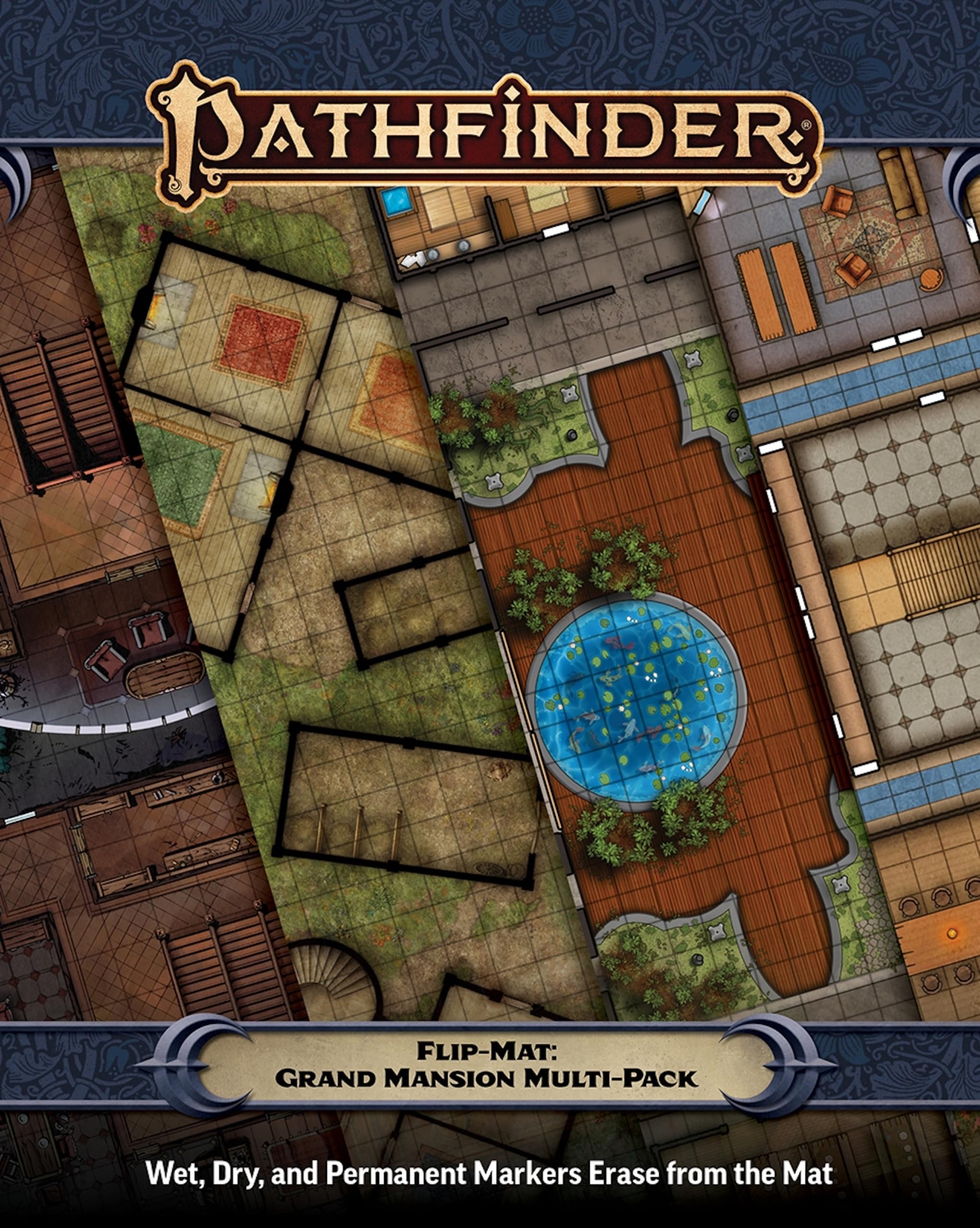 Paizo Pathfinder Flip-Mat: Grand Mansion Multi-Pack | Double-Sided Maps for RPGs | Ages 14+