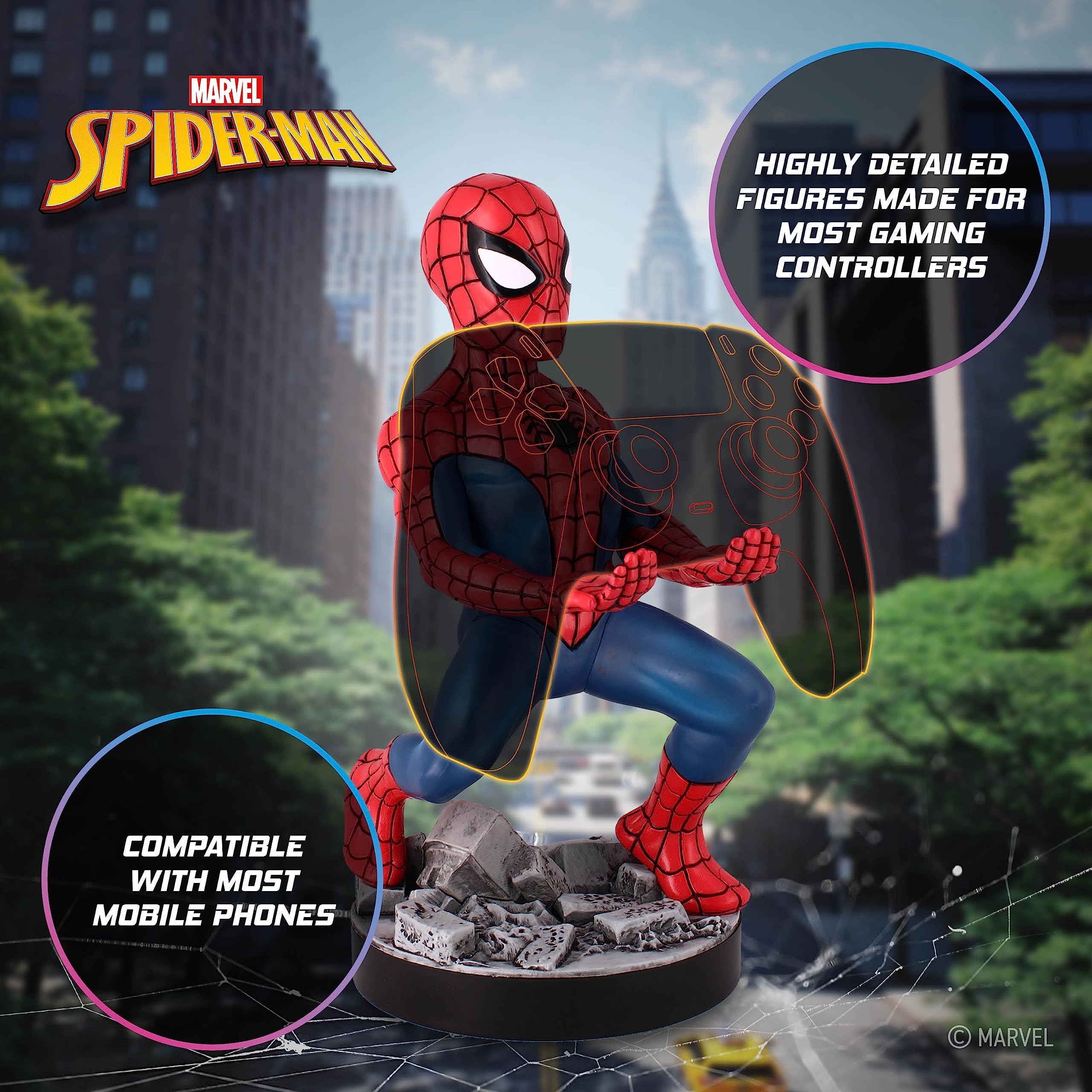 Spider-Man Classic Cable Guy - Controller & Phone Holder with 2-in-1 Charging Cable 10
