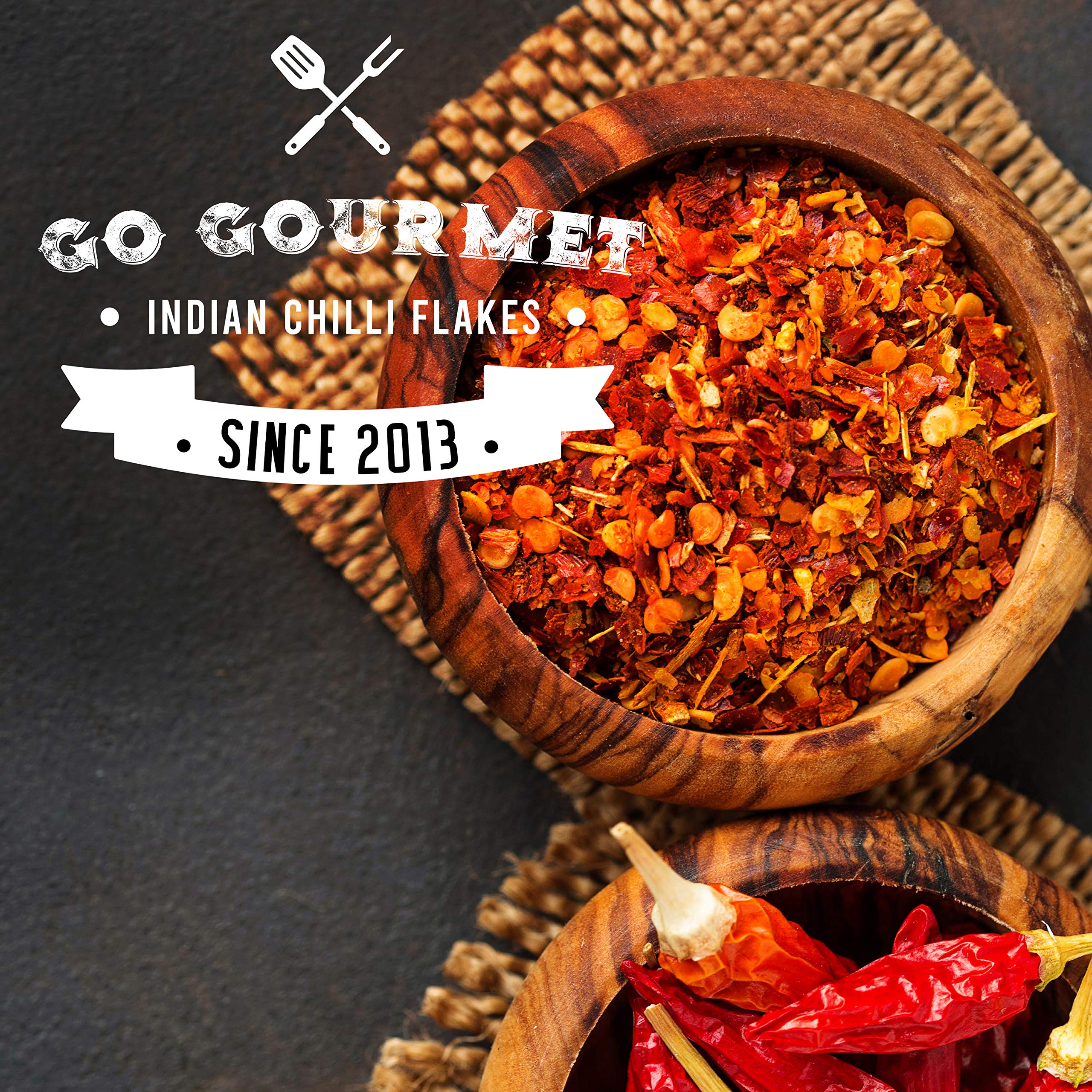 Go Gourmet Indian Chilli Flakes - Dried Crushed Chillies for Spicy Flavour | 250g