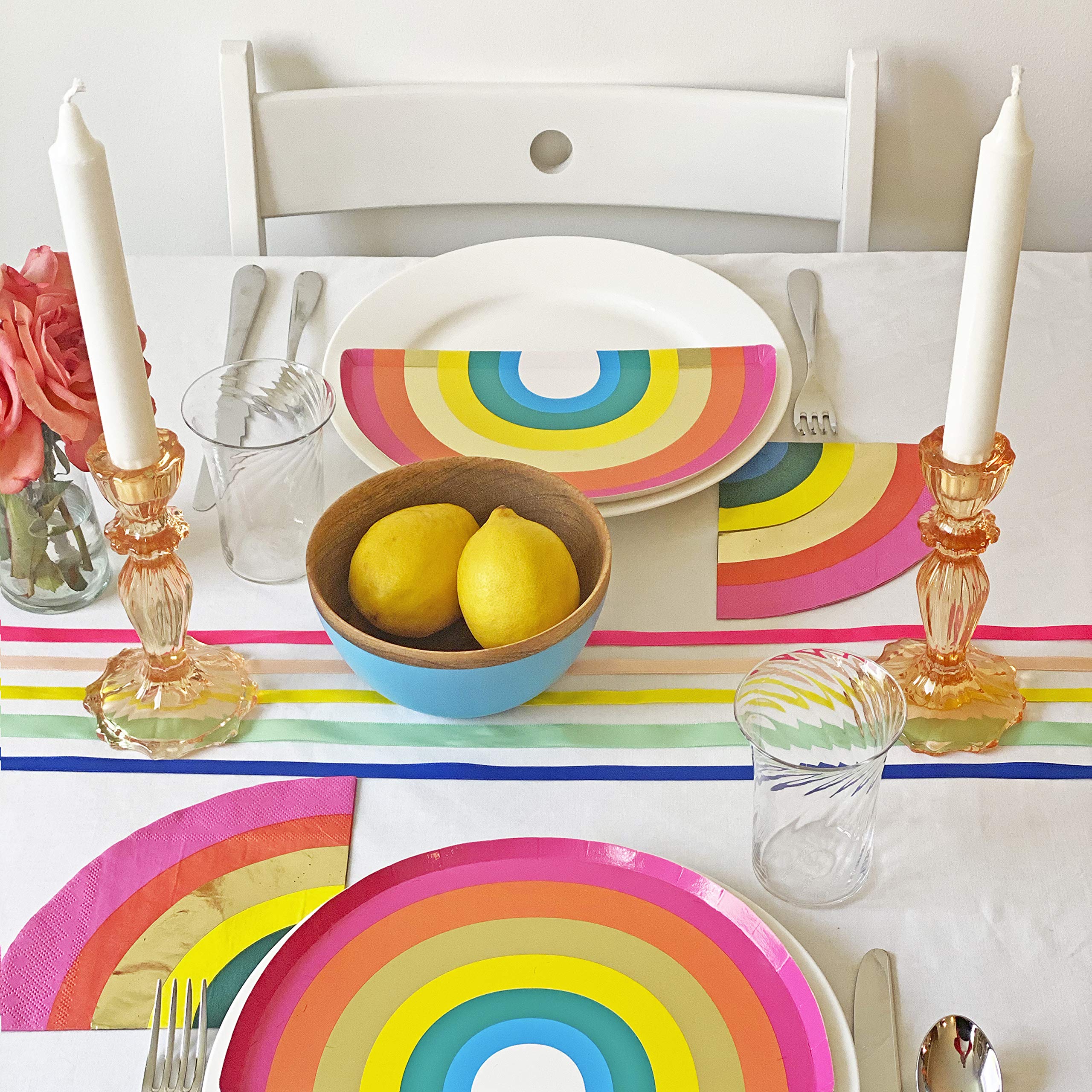 Talking Tables 16 x Colourful Birthday Candles with Holders | 10cm Tall Thin Cake Toppers in Rainbow Colours 5