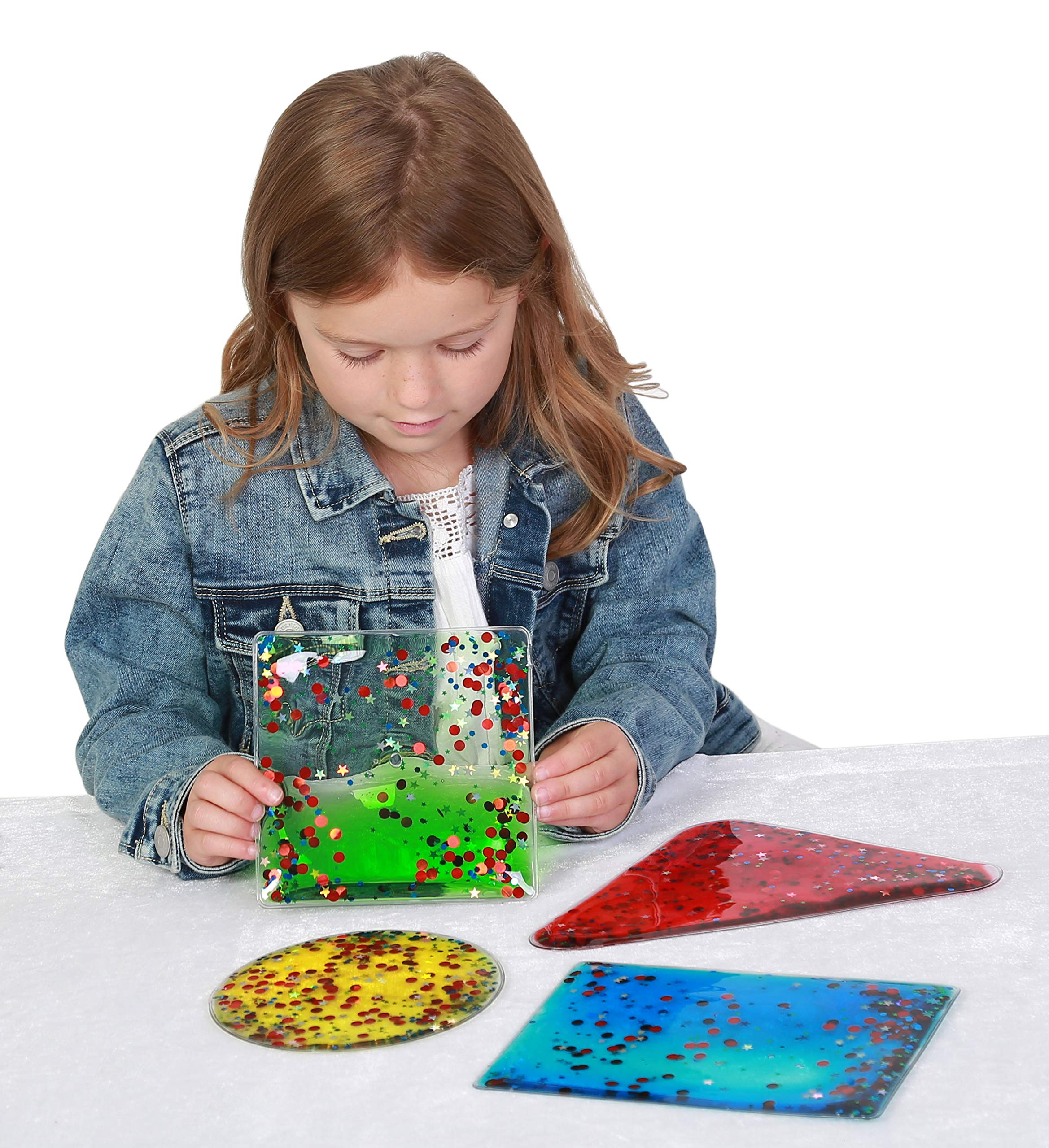 Playlearn Sensory Gel Shapes with Glitter & Liquid | Fidget Toy | Ages 2+ | 4 Pack