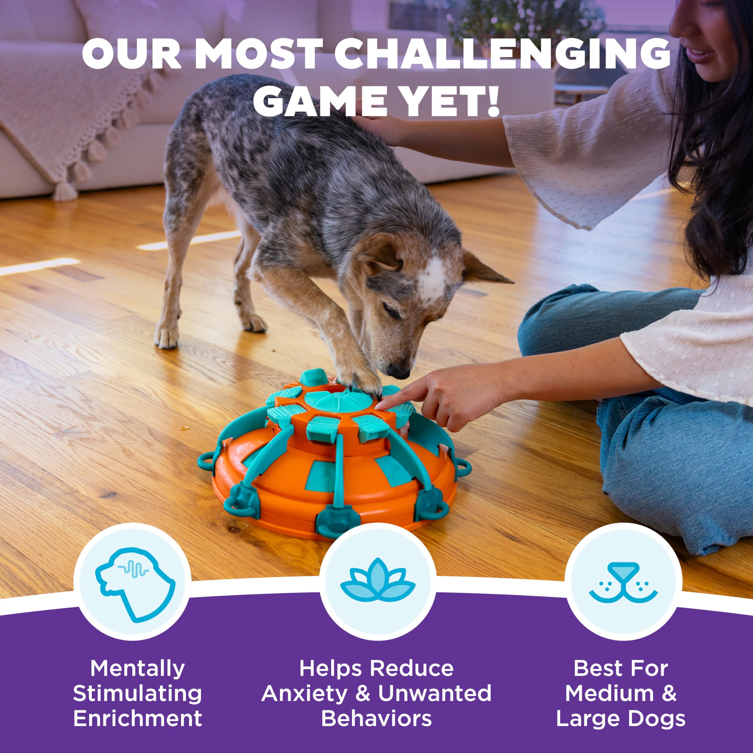 Outward Hound Nina Ottosson Tower of Treats Level 4 Expert Dog Puzzle Toy | Plastic | Orange/Blue