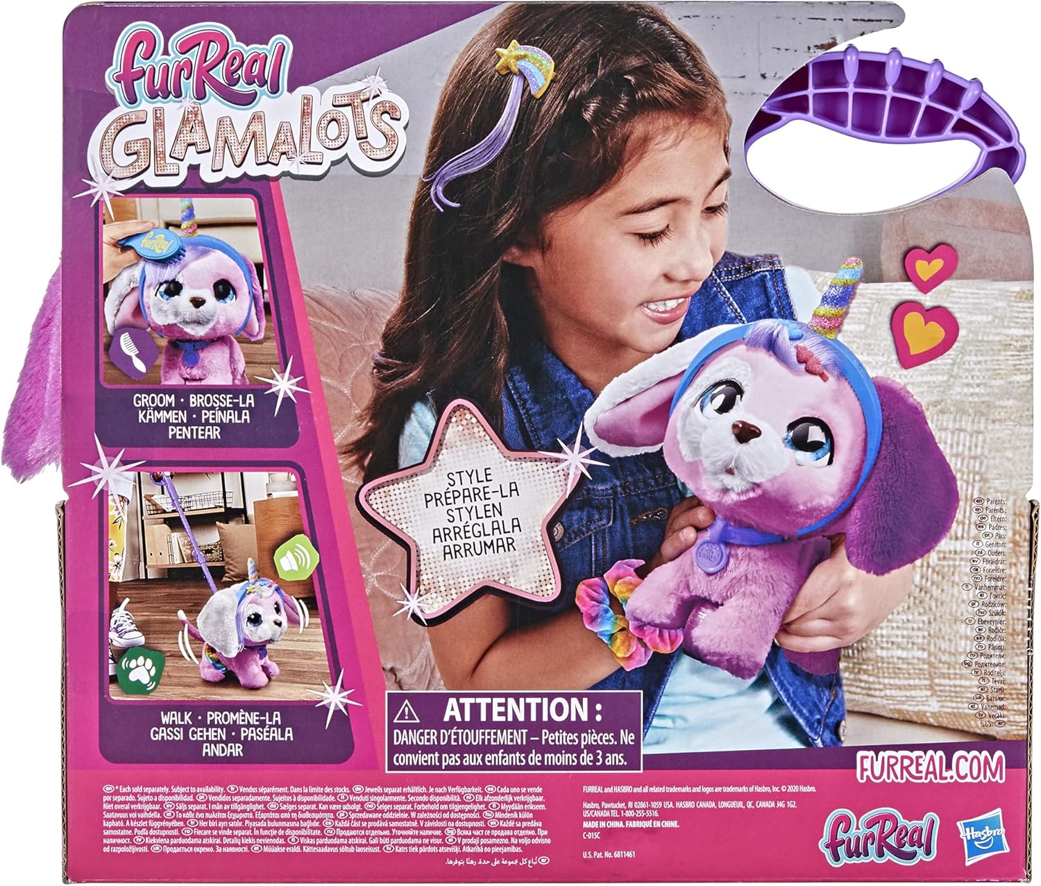 furReal Glamalots Interactive Pet Toy - Groom, Style & Walk with Sounds, 7 Accessories, Ages 4+ 9