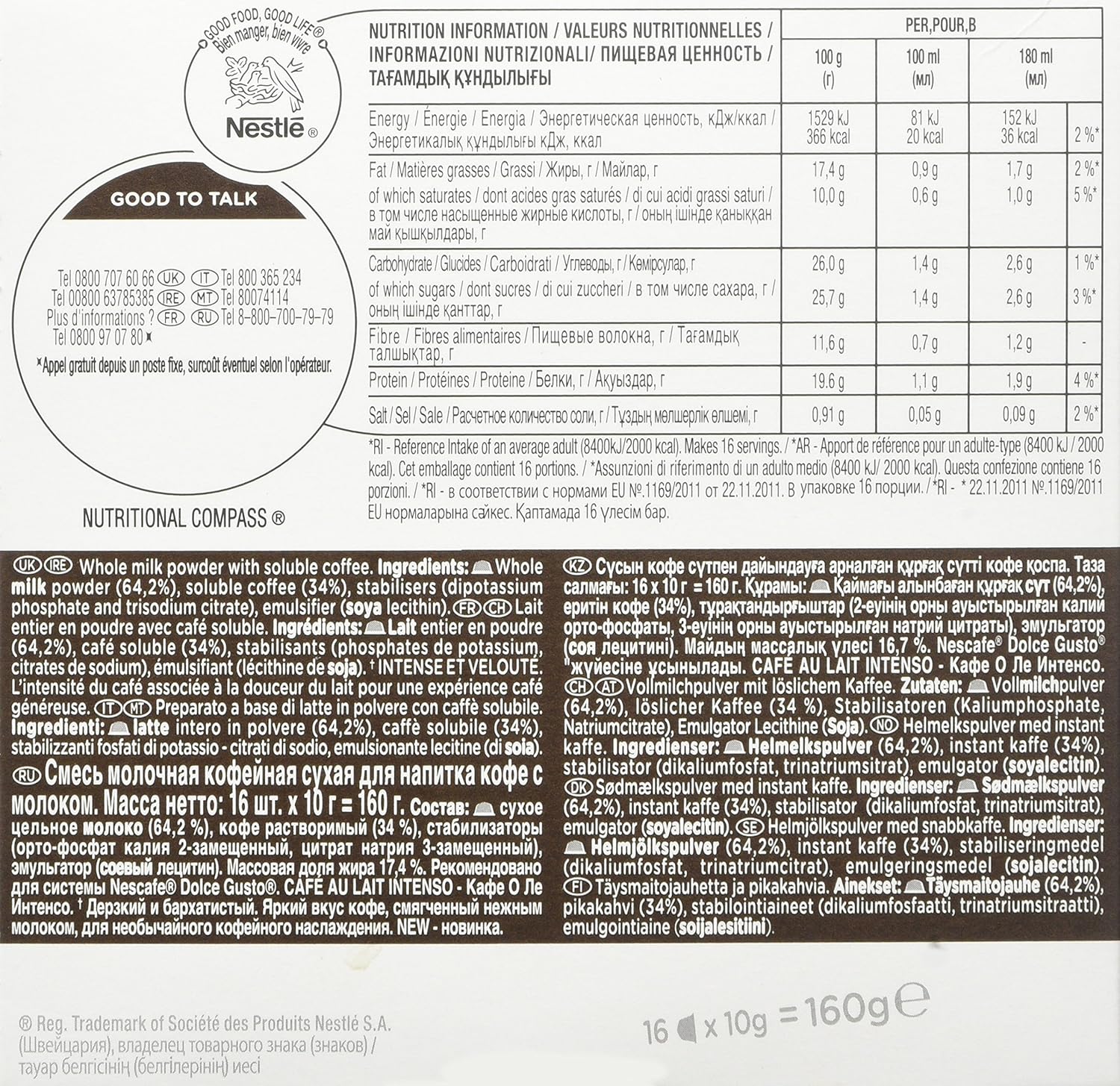 NESCAFÉ Dolce Gusto Café Au Lait Intenso Kaffeepads, 16 Kapseln (48 Portionen) 10