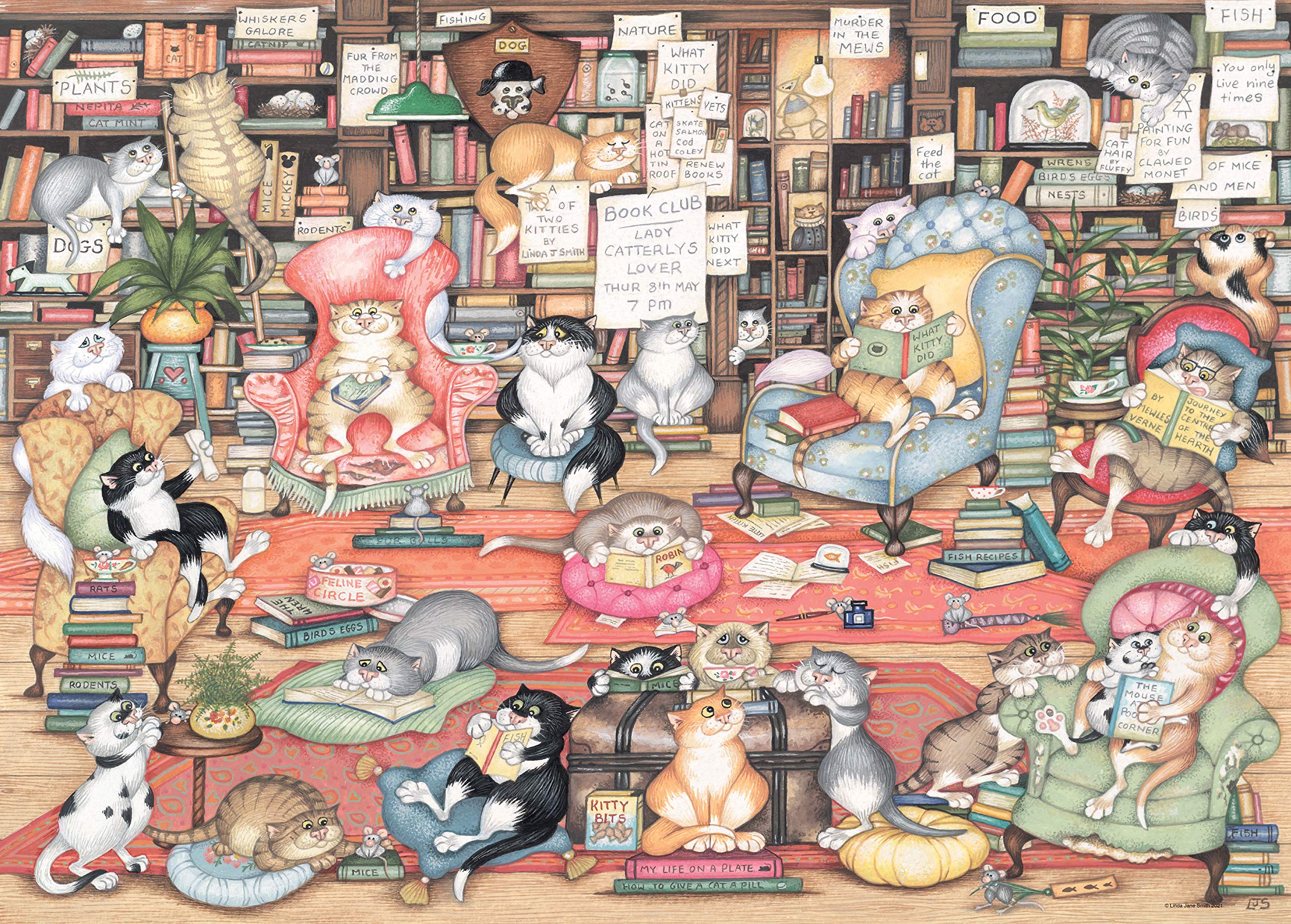 Ravensburger Crazy Cats Bookclub 1000 Piece Jigsaw Puzzle for Adults & Kids 12+
