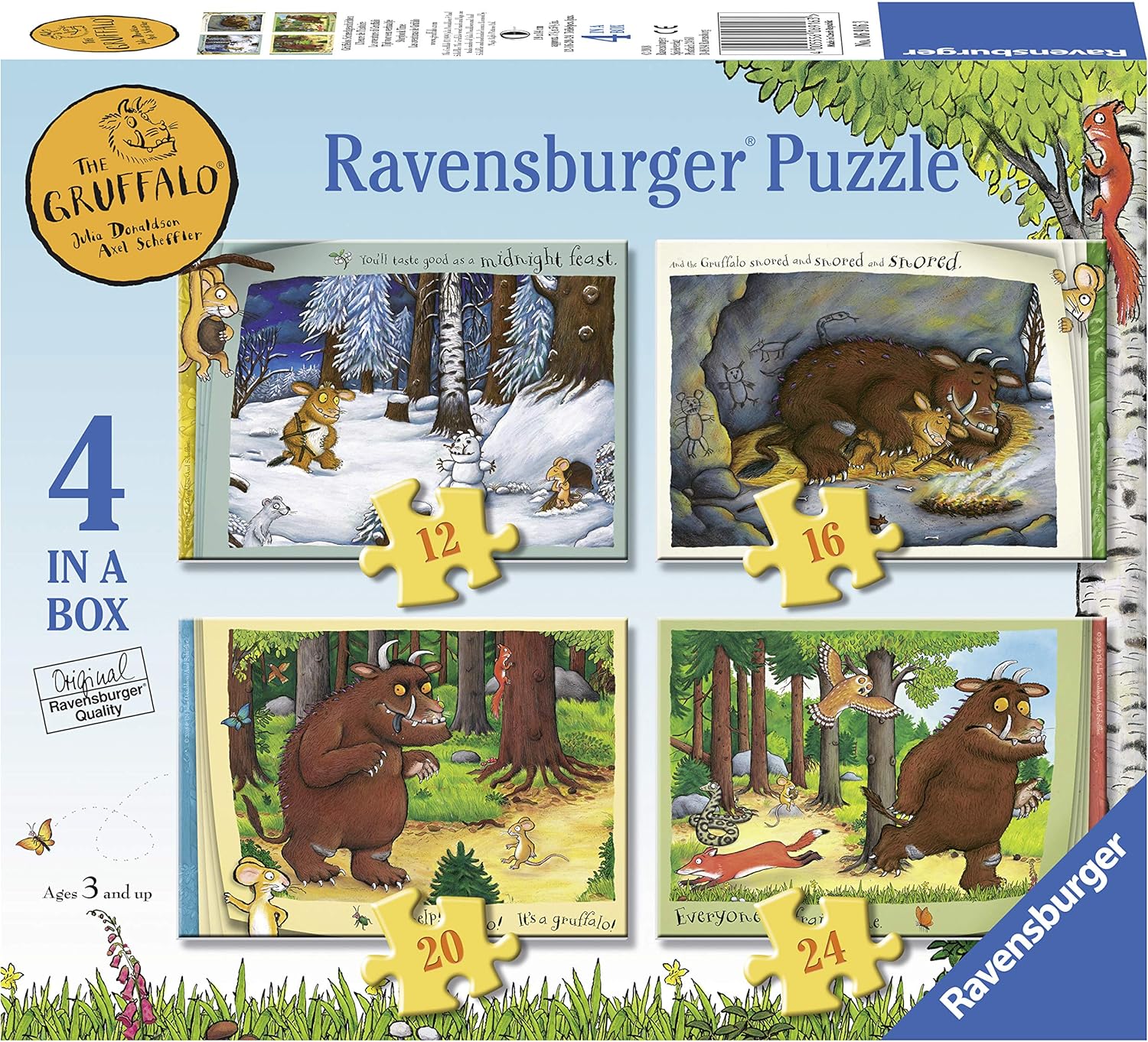 Ravensburger The Gruffalo 4-in-1 Jigsaw Puzzle Set (12, 16, 20, 24 Pieces)