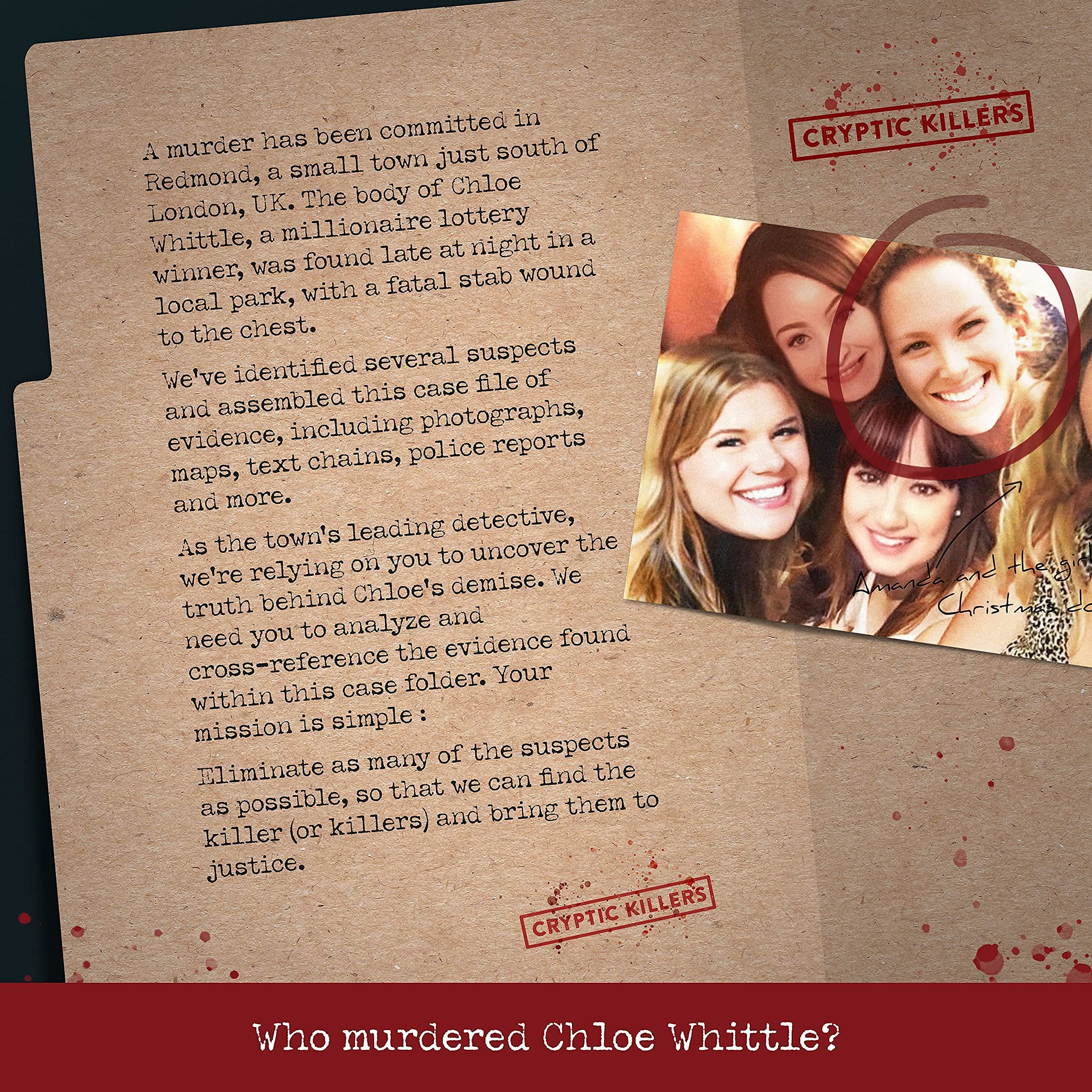 Cryptic Killers Murder of a Millionaire Cold Case File Investigation Board Game | 2 Hours Play | Difficulty 3.5/5