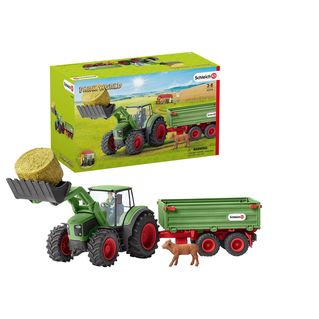 Tractor Schleich con remolque