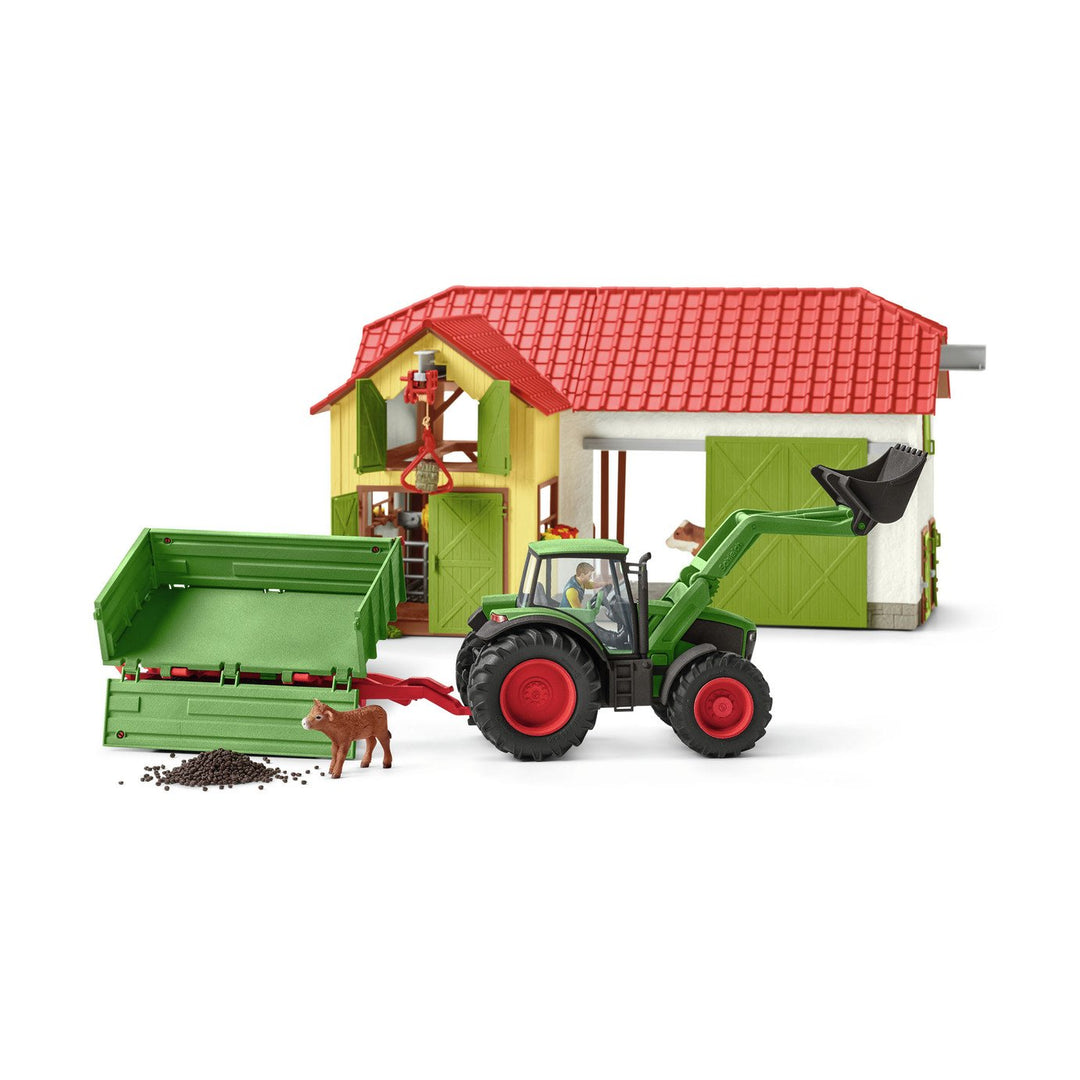 Tractor Schleich con remolque