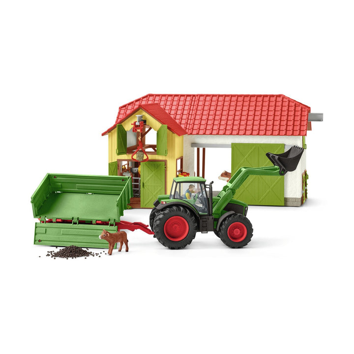 Tractor Schleich con remolque