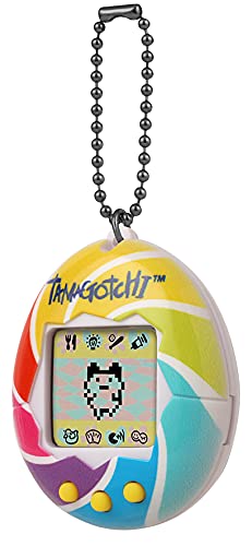 TAMAGOTCHI 42879 Bandai, Gen 1, Candy Swirl with Chain-The Original Virtual Real