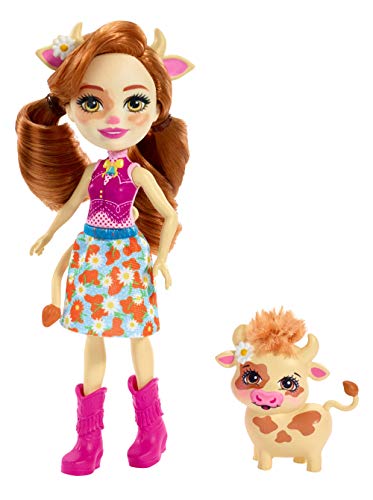 Enchantimals FXM77 Cailey Cow Doll 6", and Curdle Animal Friend Figure