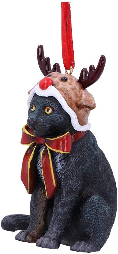 Nemesis Now Reindeer Cat Hanging Ornament (LP) 9cm, Black