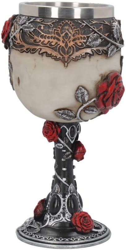 Nemesis Now B4327M8 Gothic Roses Goblet 18cm Black, Resin w/stainless steel inse