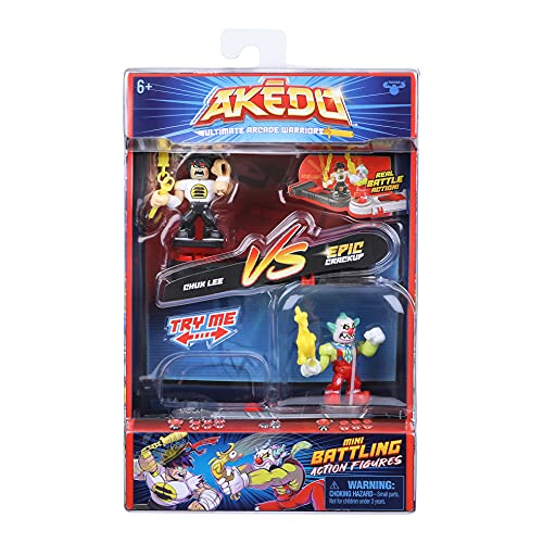 Akedo Ultimate Arcade Warriors Versus Pack Chux Lee Vs Crackup Mini Battling Action Figures Ready, Fight, Split Strike