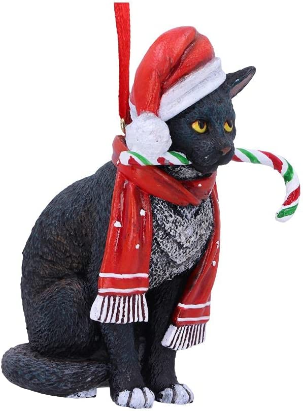 Nemesis Now Candy Cane Cat Hanging Ornament (LP) 9cm, Red