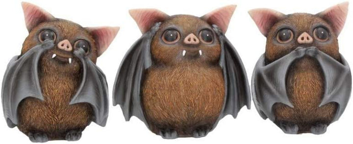 Nemesis Now B4473N9 Three Wise Bats 8.5cm Figurines, Brown