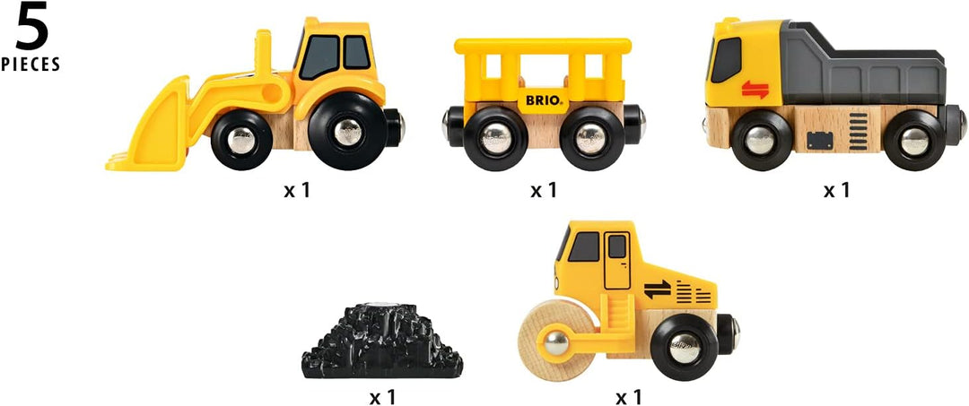 BRIO World Construction Vehicles Train Set for Kids Age 3 Years Up