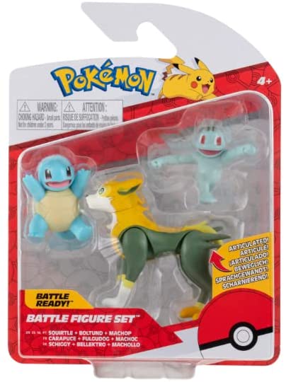 Pokemon PKW0180 3 Pack-Features 2 Squirtle, Machop & 3-Inch Boltund Battle Figur