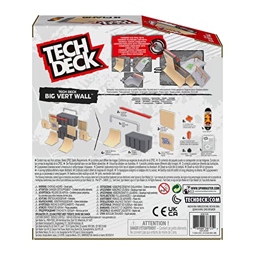 Tech Deck, Big Vert Wall X-Connect Park Creator, Customisable and Buildable Ramp Set with Exclusive Fingerboard, Kids’ Toy for Boys and Girls Ages 6 and up