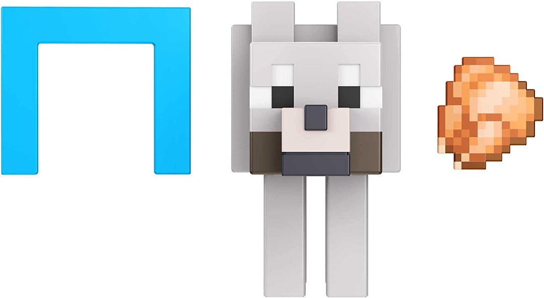 Minecraft Build Wolf Action Figure, 3.25-in, with 1 Build-a-Portal Piece & 1 Accessory