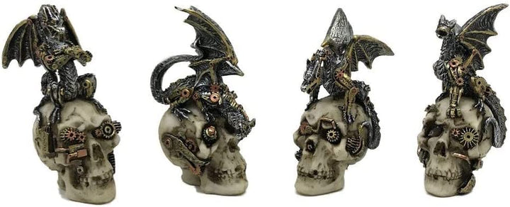 Nemesis Now U3830K8 Mind Machines 10.5cm Set of 4, Dragon Skull Figurines, White