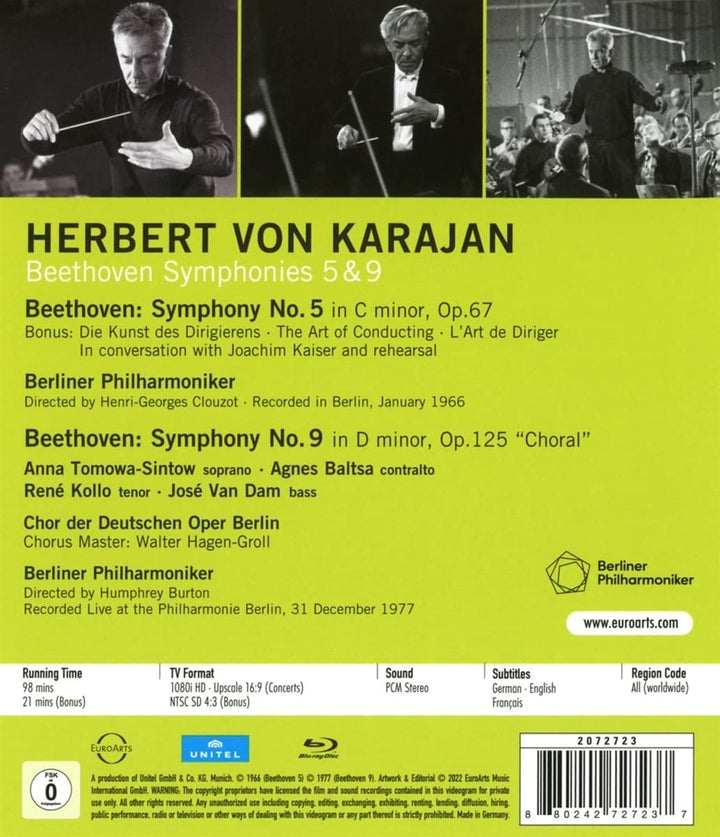 Herbert von Karajan - Beethoven Symphonies Nos. 5 & 9  [2022] [Blu-ray]