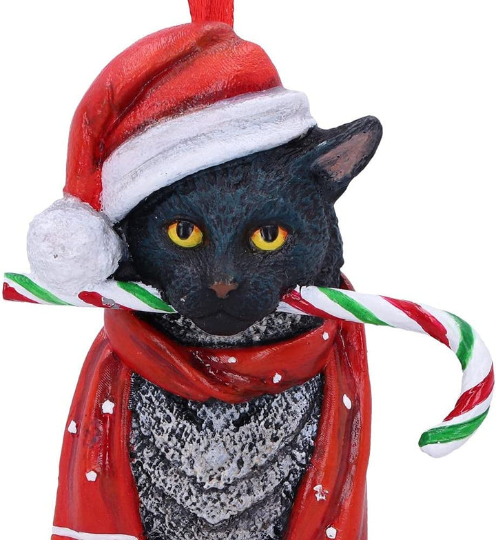 Nemesis Now Candy Cane Cat Hanging Ornament (LP) 9cm, Red