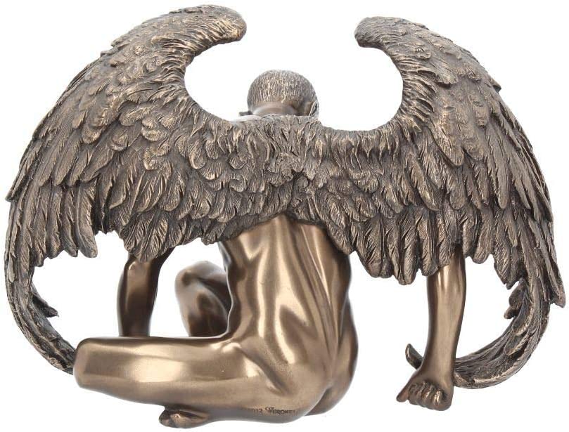 Nude Male Angel With Wings Figurine Statue Sculpture Bronze Finish Naked Man Orn