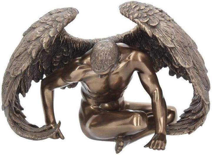 Nude Male Angel With Wings Figurine Statue Sculpture Bronze Finish Naked Man Orn